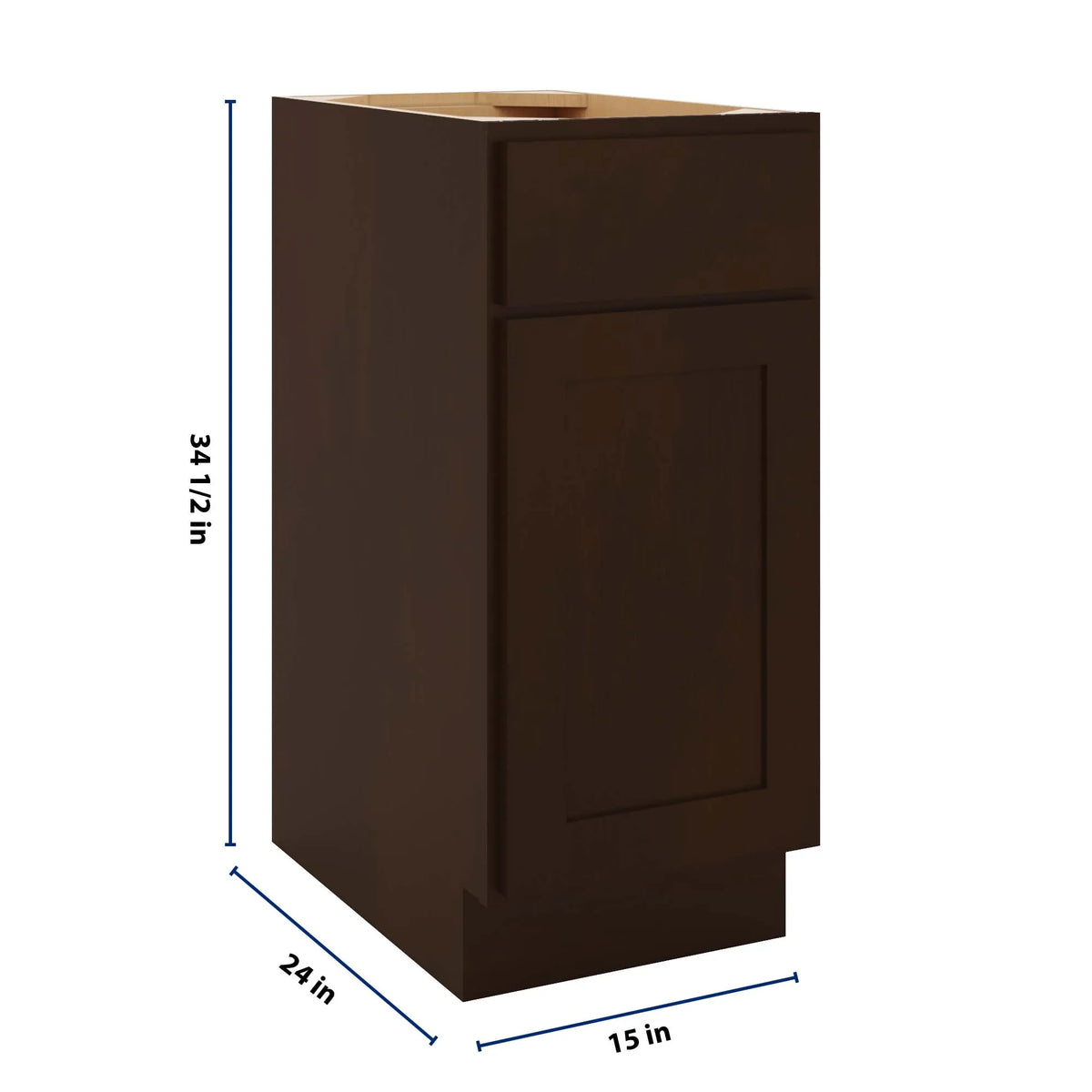 CNC Luxor 5-Piece Espresso 15" W Single Door Base Cabinet W/ 2 Pullout Shelf