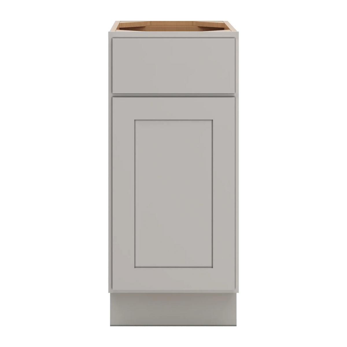 cnc luxor misty grey 15 w single door base cabinet w 2 pullout shelf