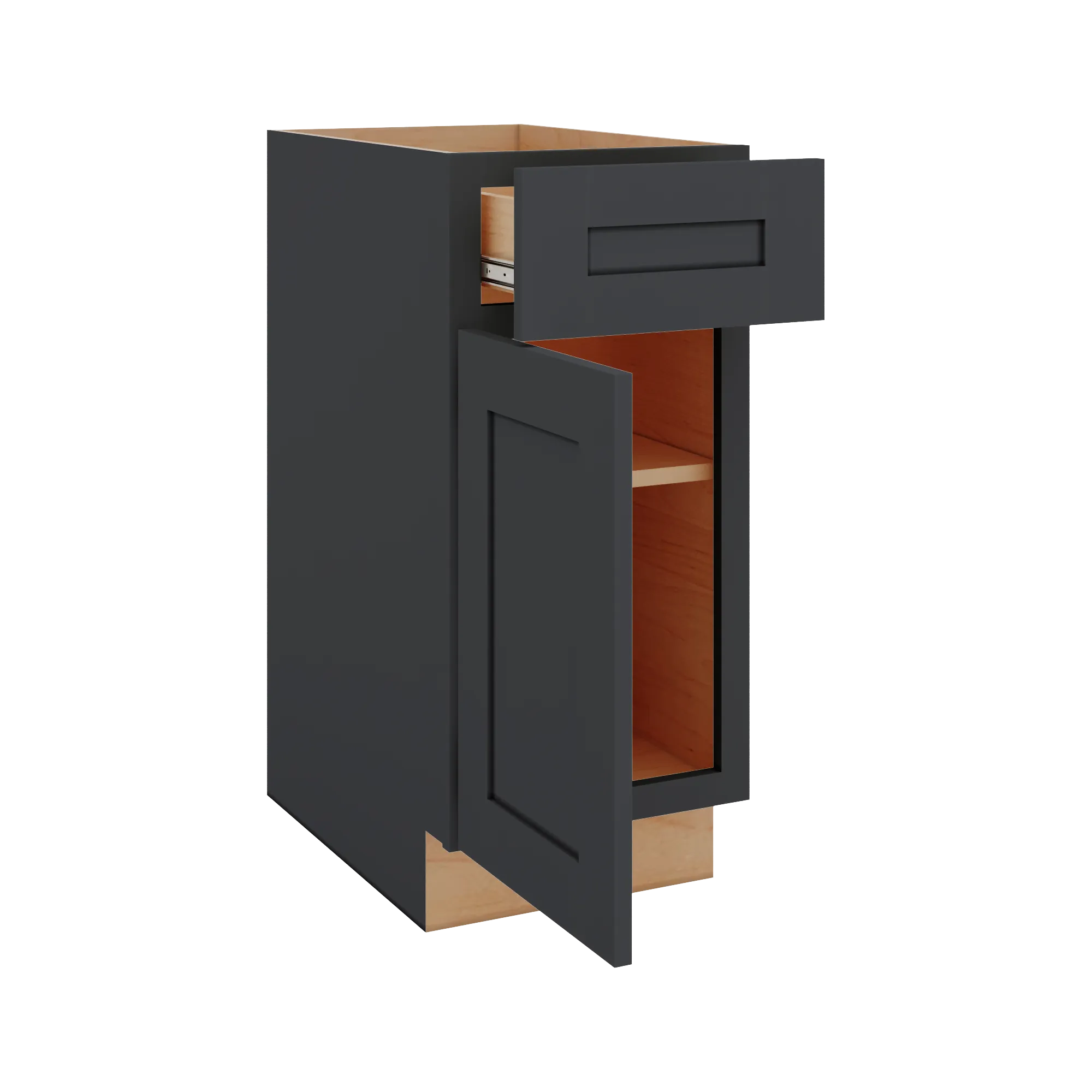 Modernform Cabinet Onyx Black Shaker 15" W X 34 1/2" H X 24" D Single Door Base Cabinet