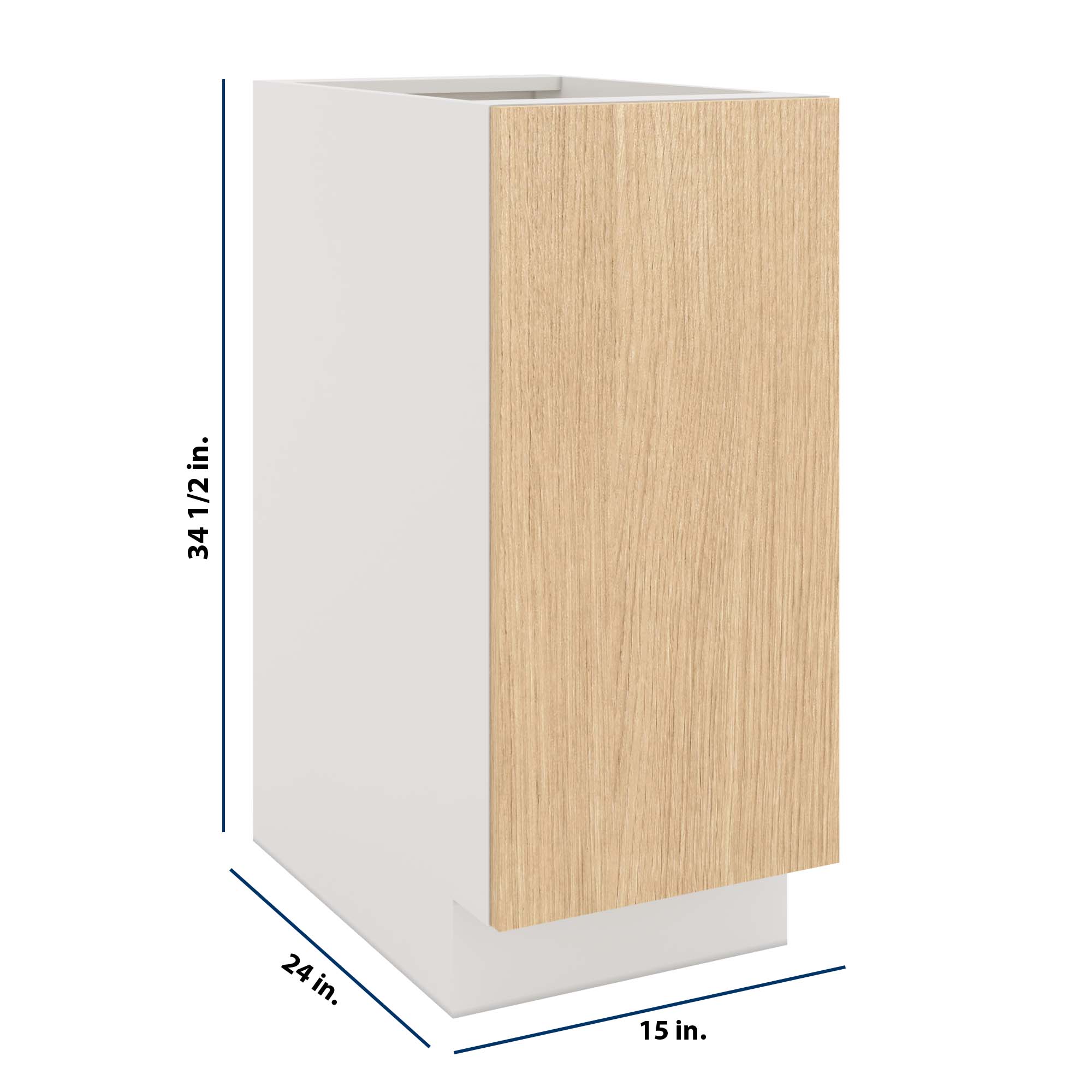 Modernform Cabinet Natural Oak 15" W X 34 1/2" H X 24" D Full Height Single Door Base Cabinet