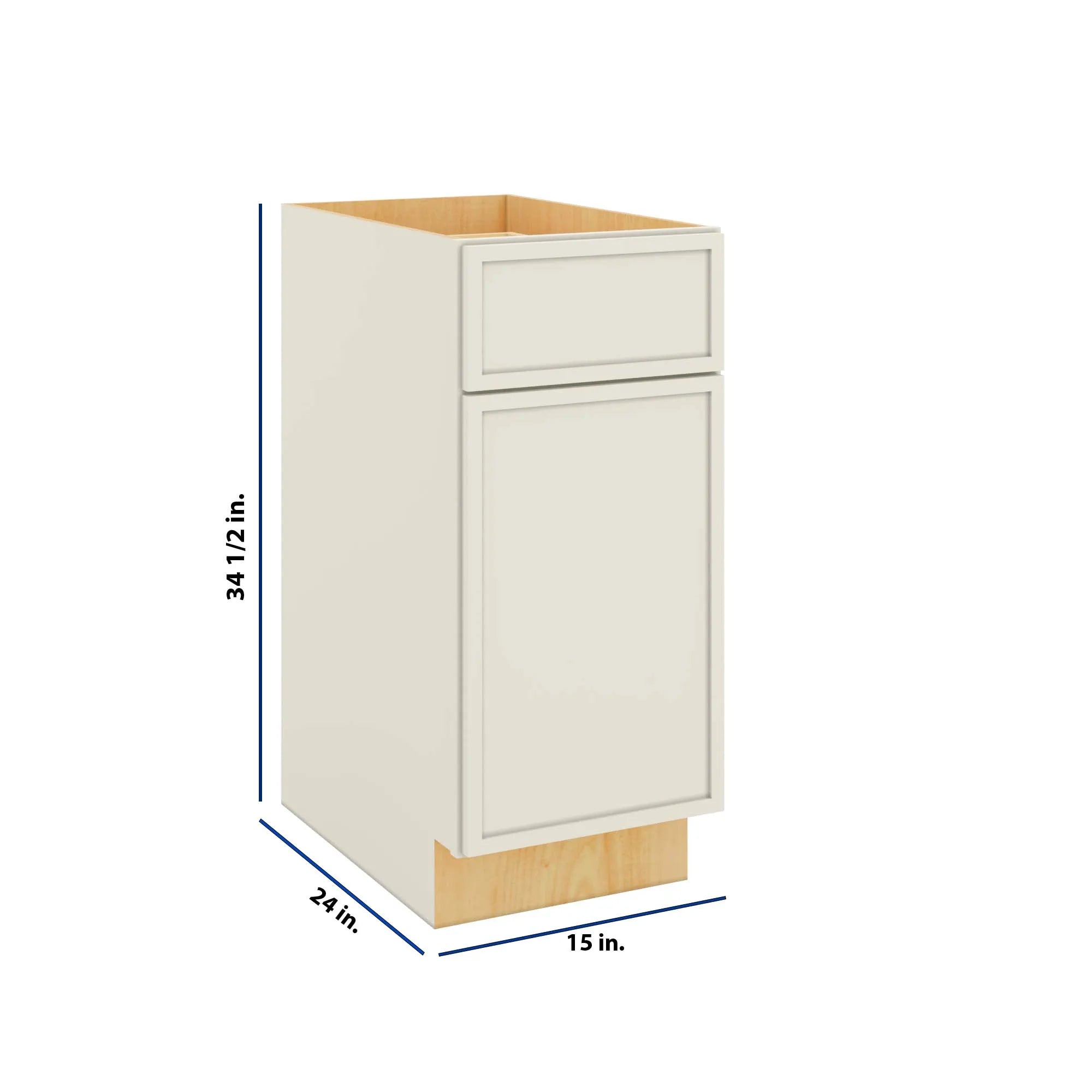 Modernform Cabinet Slim Dove White 15" W X 34 1/2" H X 24" D Single Door Base Cabinet