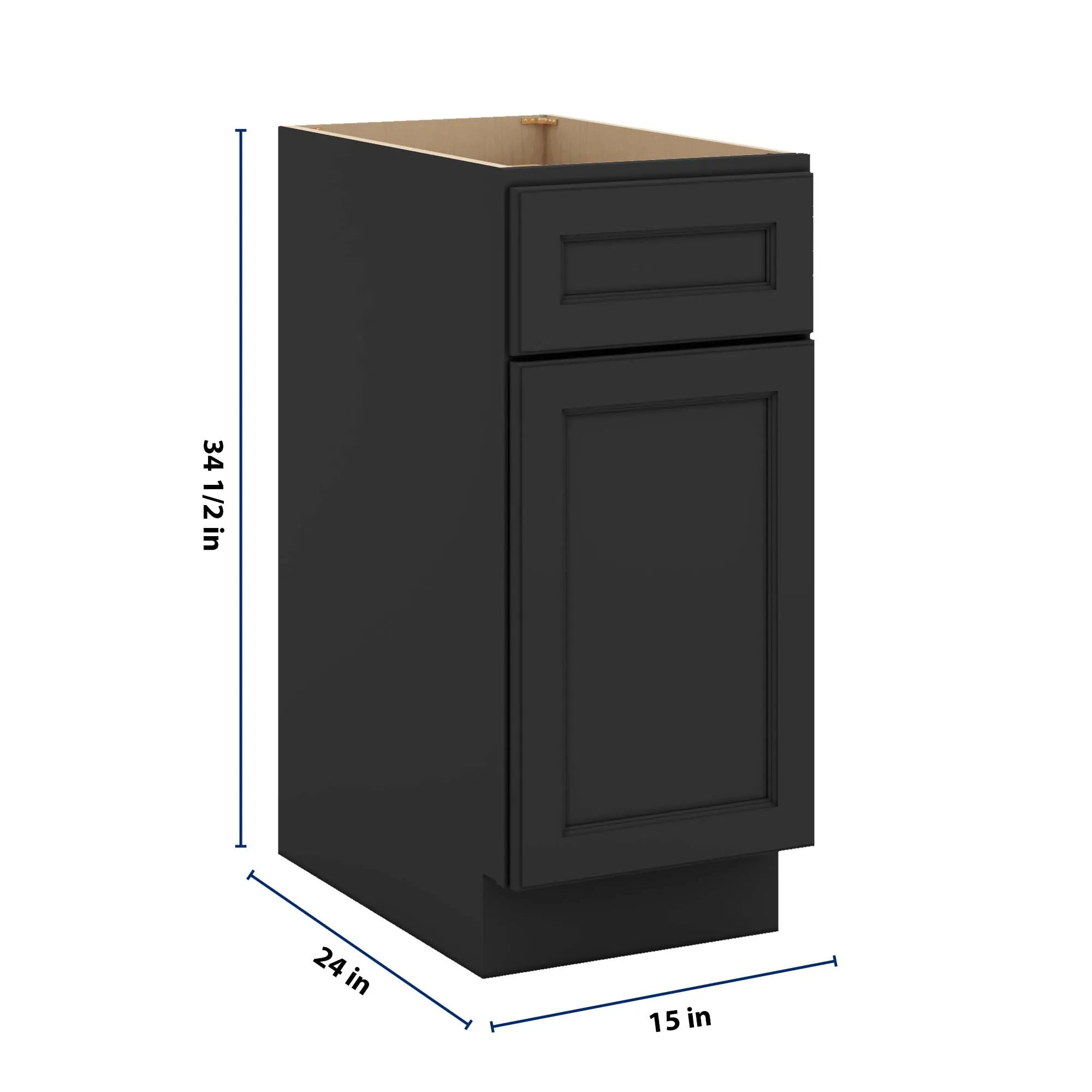 J&K Charcoal E2 Single Door Standard Base Cabinet - 15" W