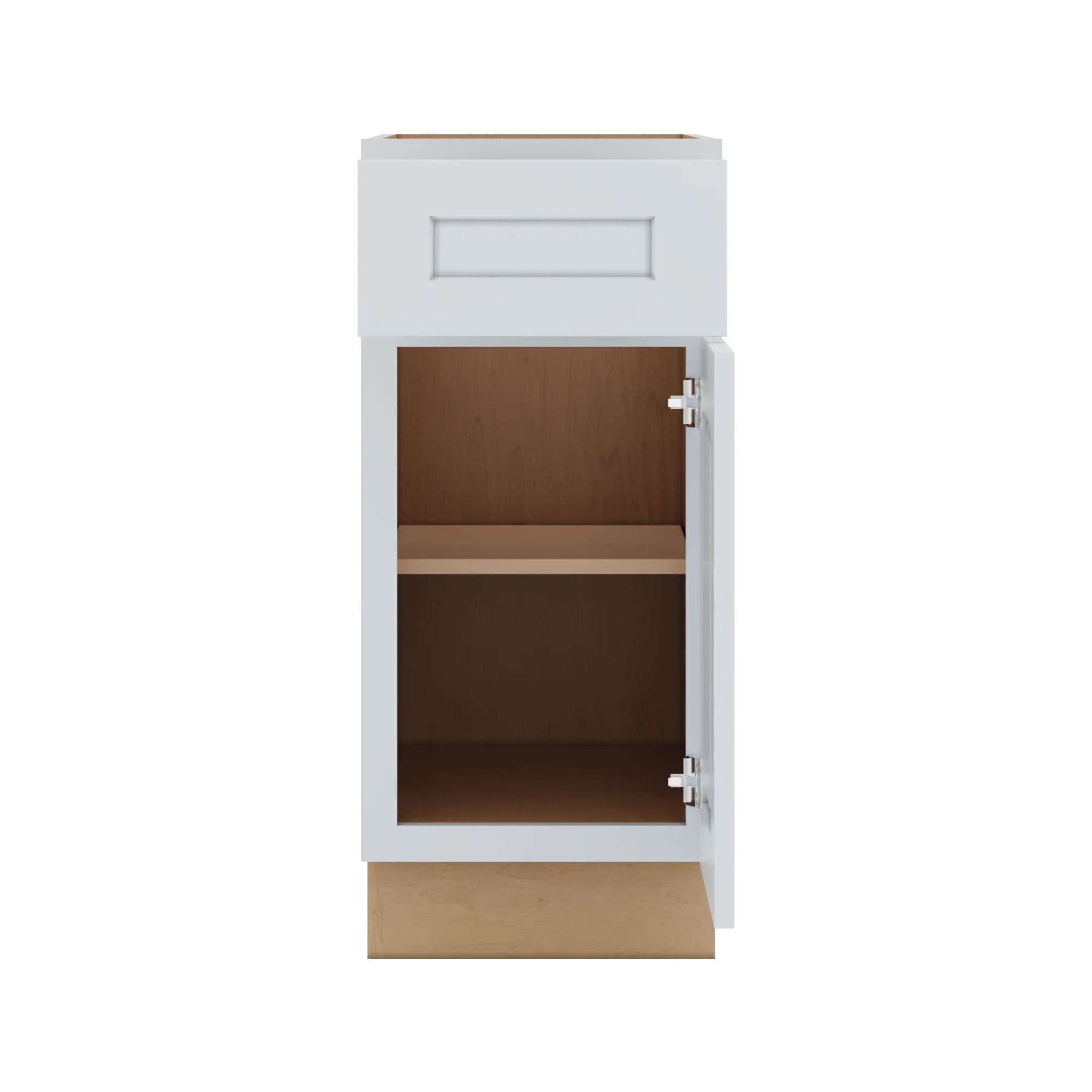 J&K White Shaker S8 Single Door Standard Base Cabinet 15" W