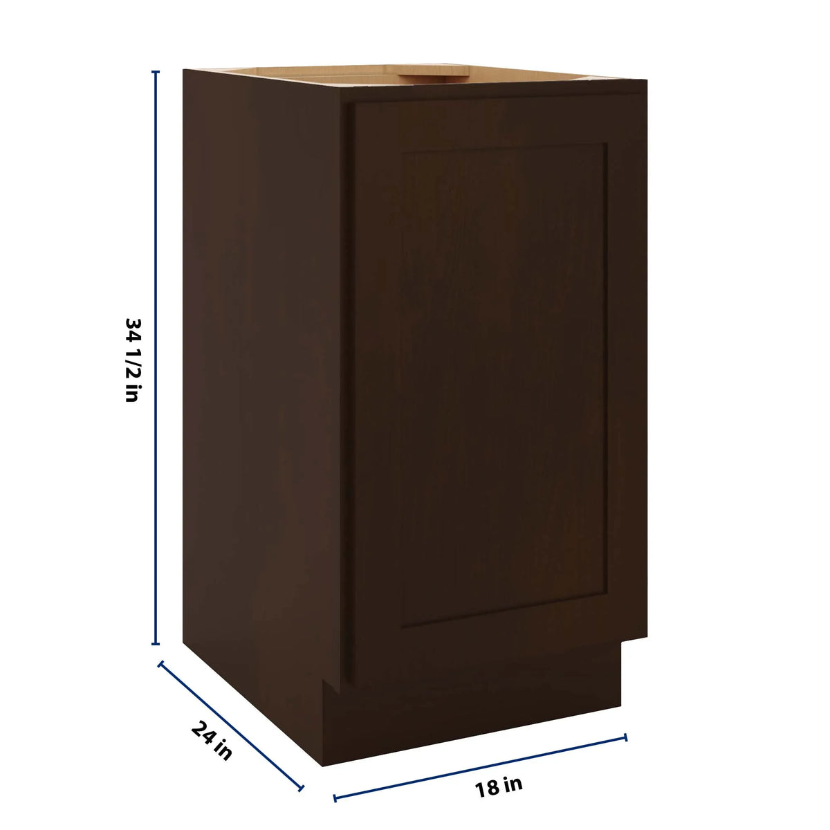 CNC Luxor 5-Piece Espresso 18" W Full Height Single Door Base Cabinet W/ 2 Pullout Shelf
