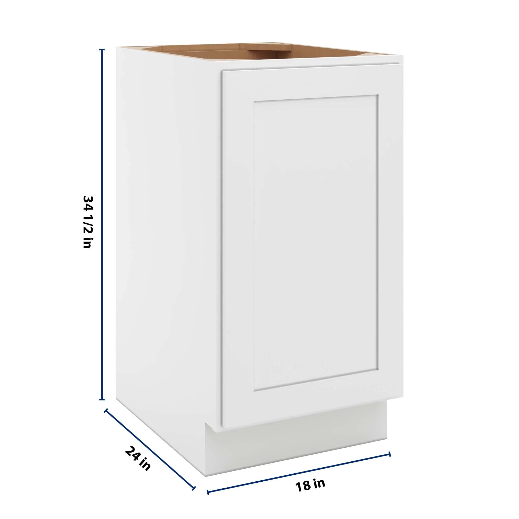 cnc luxor 5 piece white 18 w full height single door base cabinet w 2 pullout shelf