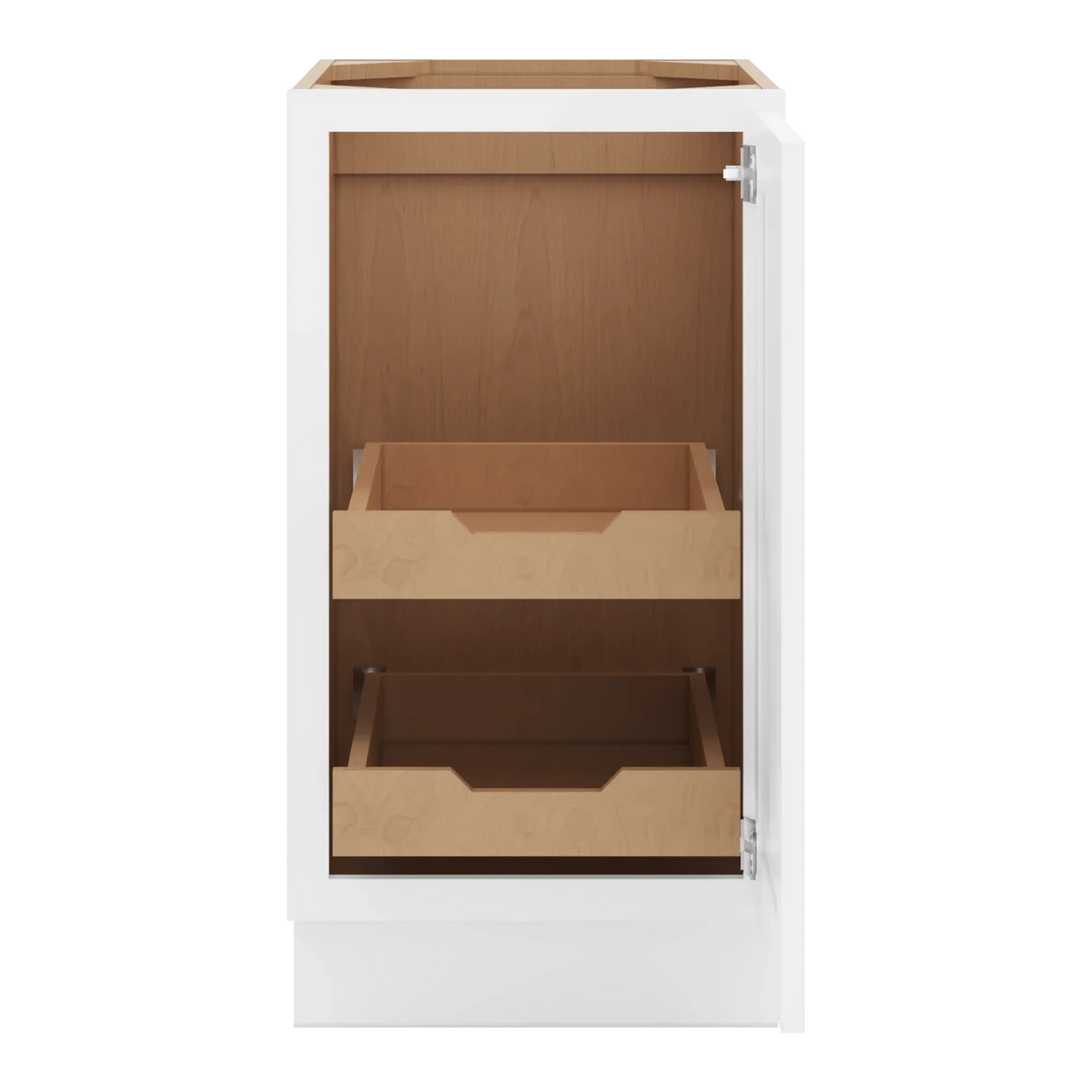 cnc luxor white 18 w full height single door base cabinet w 2 pullout shelf
