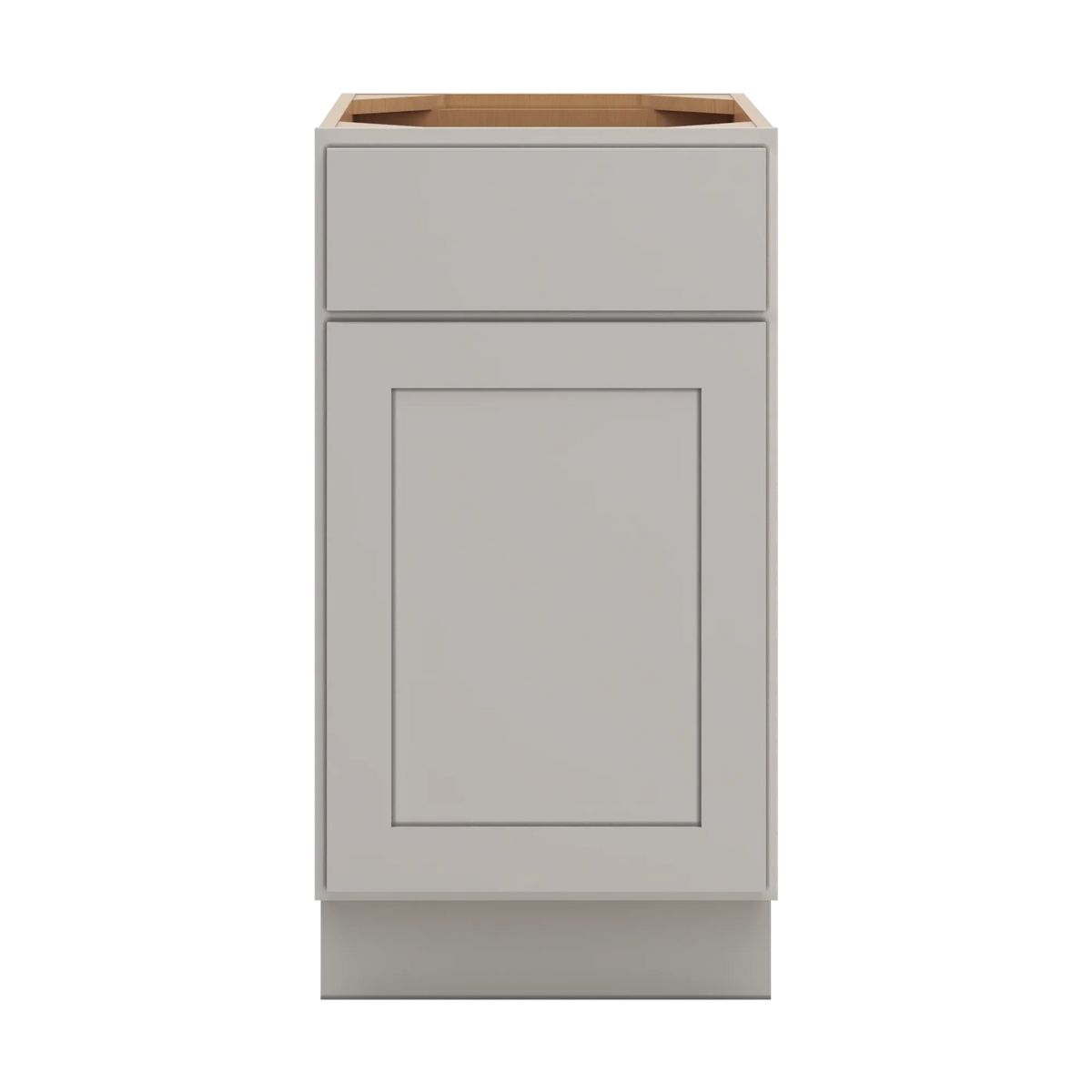 cnc luxor misty grey 18 w single door base cabinet w 1 pullout shelf