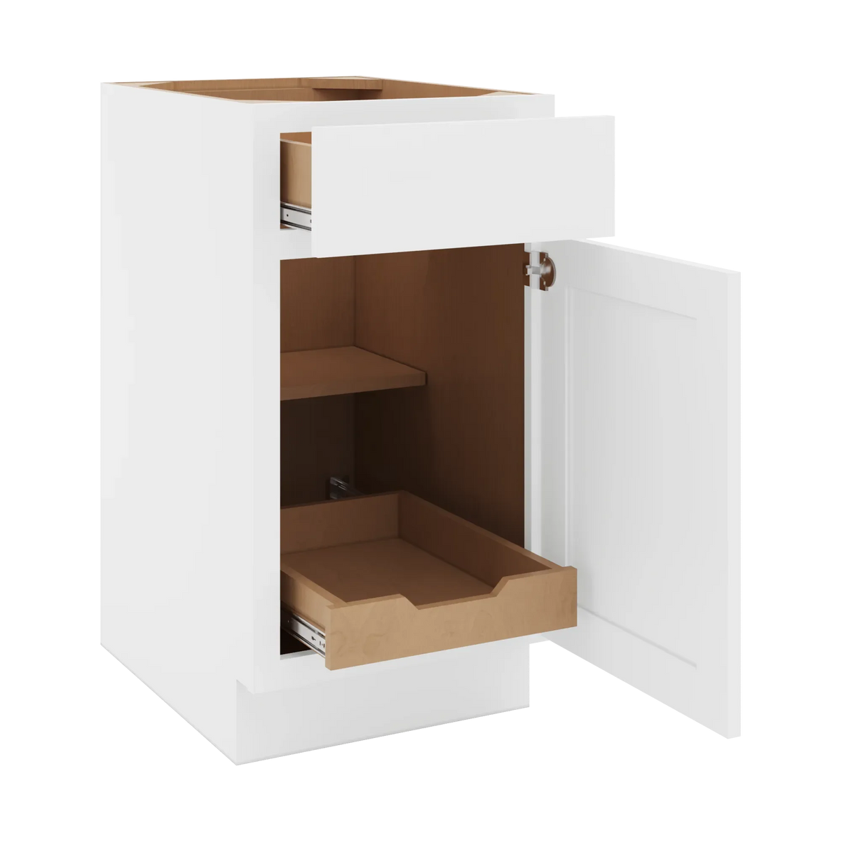 cnc luxor white 18 w single door base cabinet w 1 pullout shelf