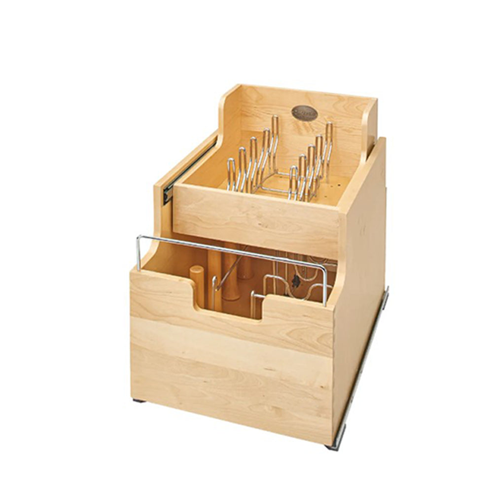 Wolf Classic Dartmouth 5-Piece Hazelnut Stain Base Tiered Cookware Organizer Installed