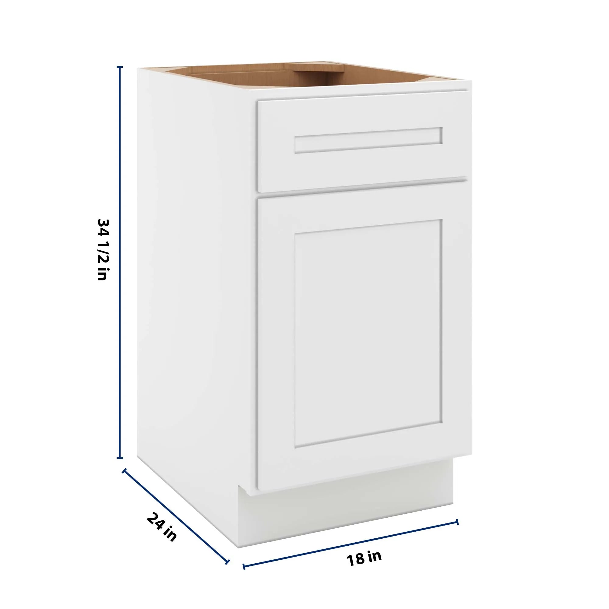 cnc luxor 5 piece white 18 w x 32 1 2 h 3 drawer base cabinet
