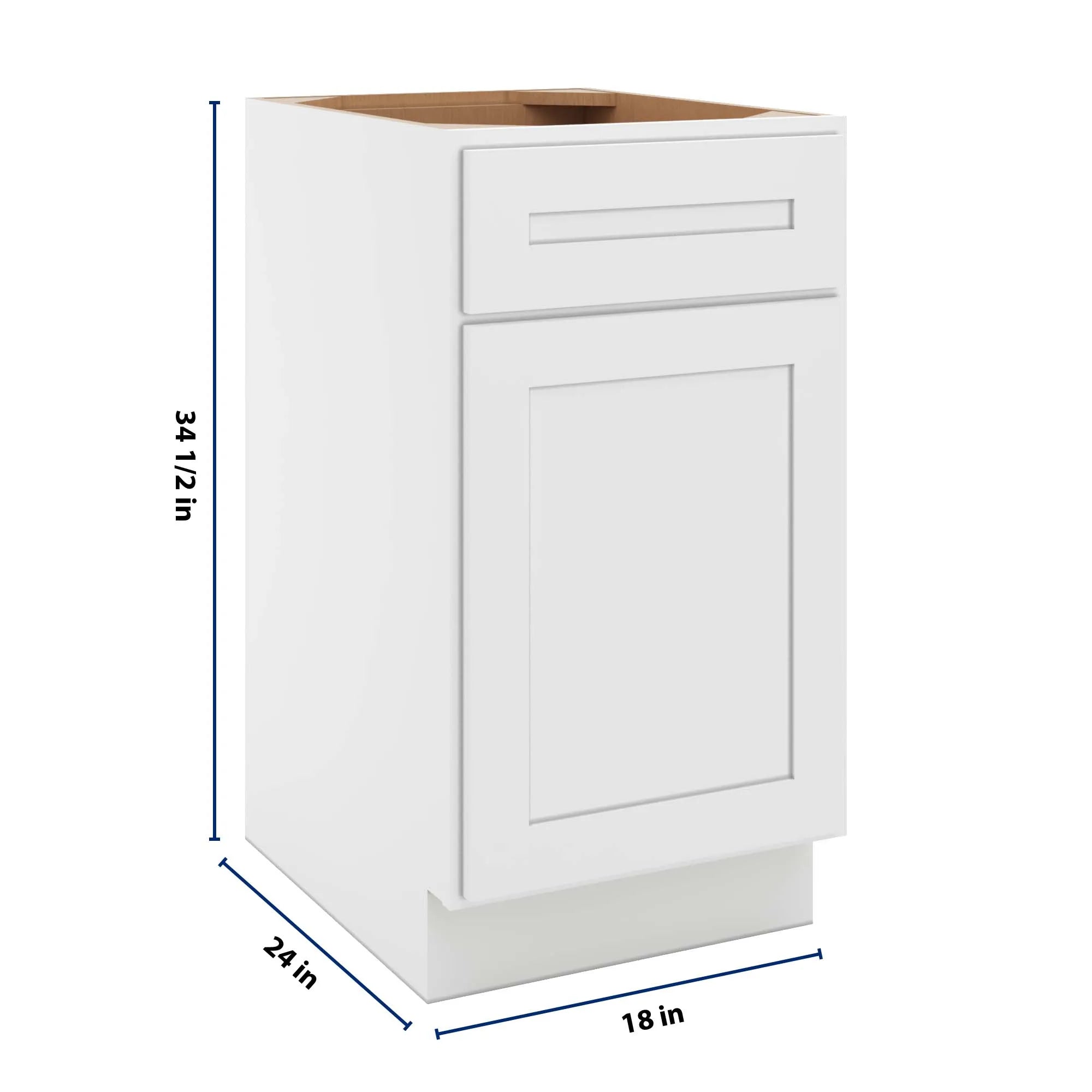 cnc luxor 5 piece white 18 w single door base cabinet