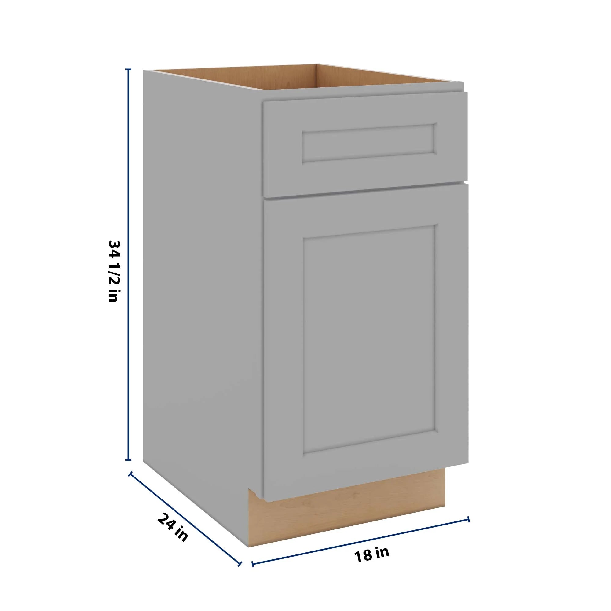 J&K Castle Grey S5 Single Door Standard Base Cabinet - 18" W