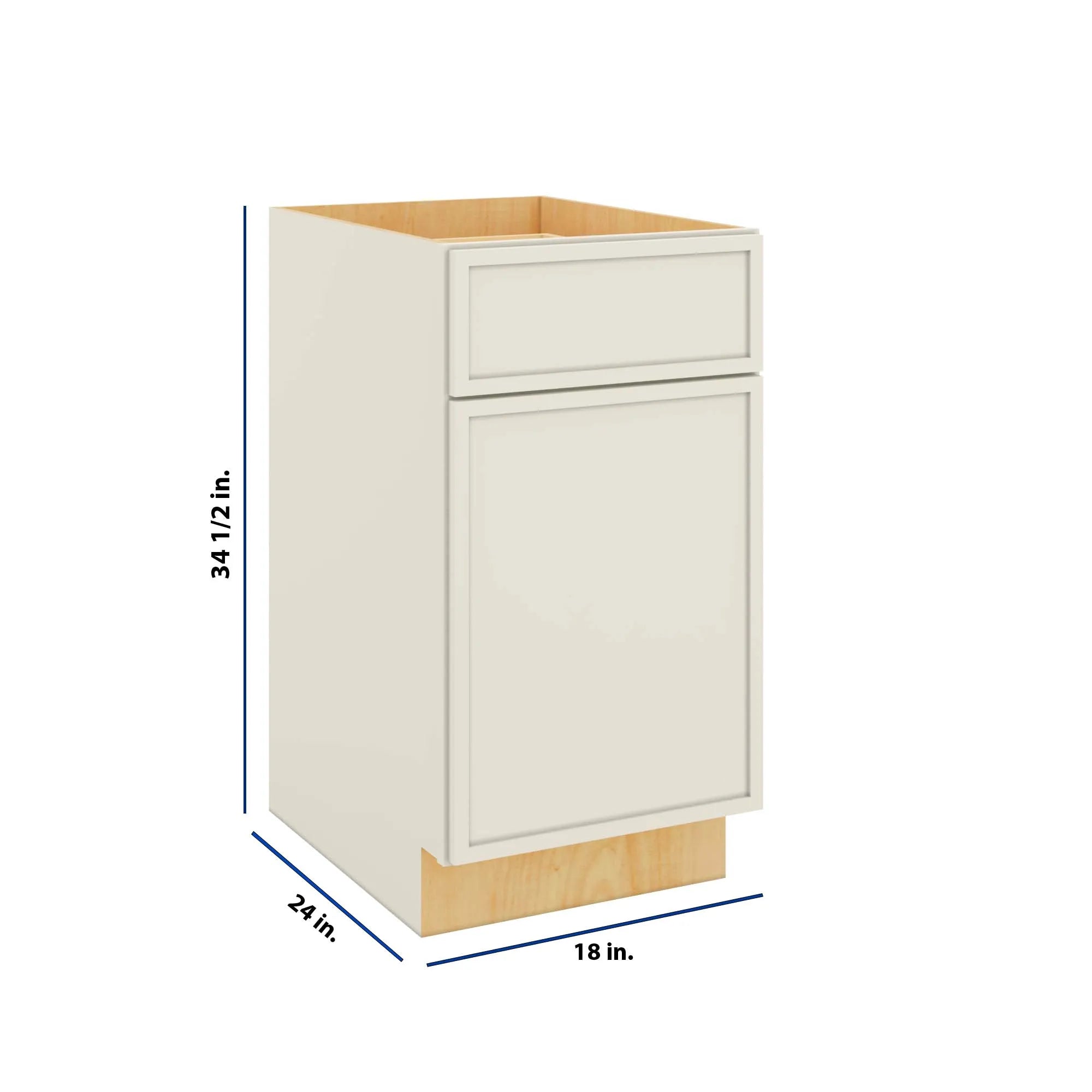Modernform Cabinet Slim Dove White 18" W X 34 1/2" H X 24" D Single Door Base Cabinet