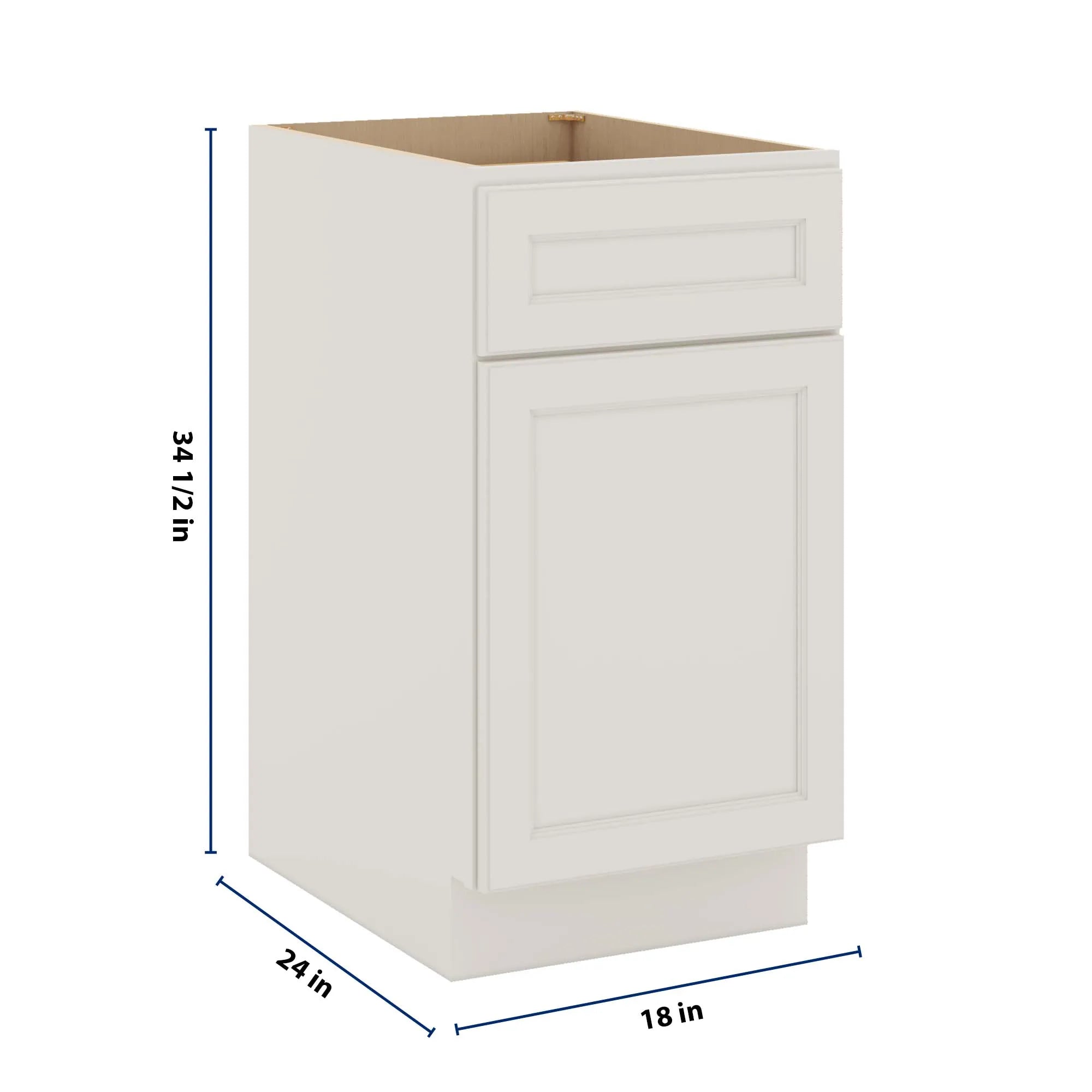 J&K Dove E1 Single Door Standard Base Cabinet - 18" W