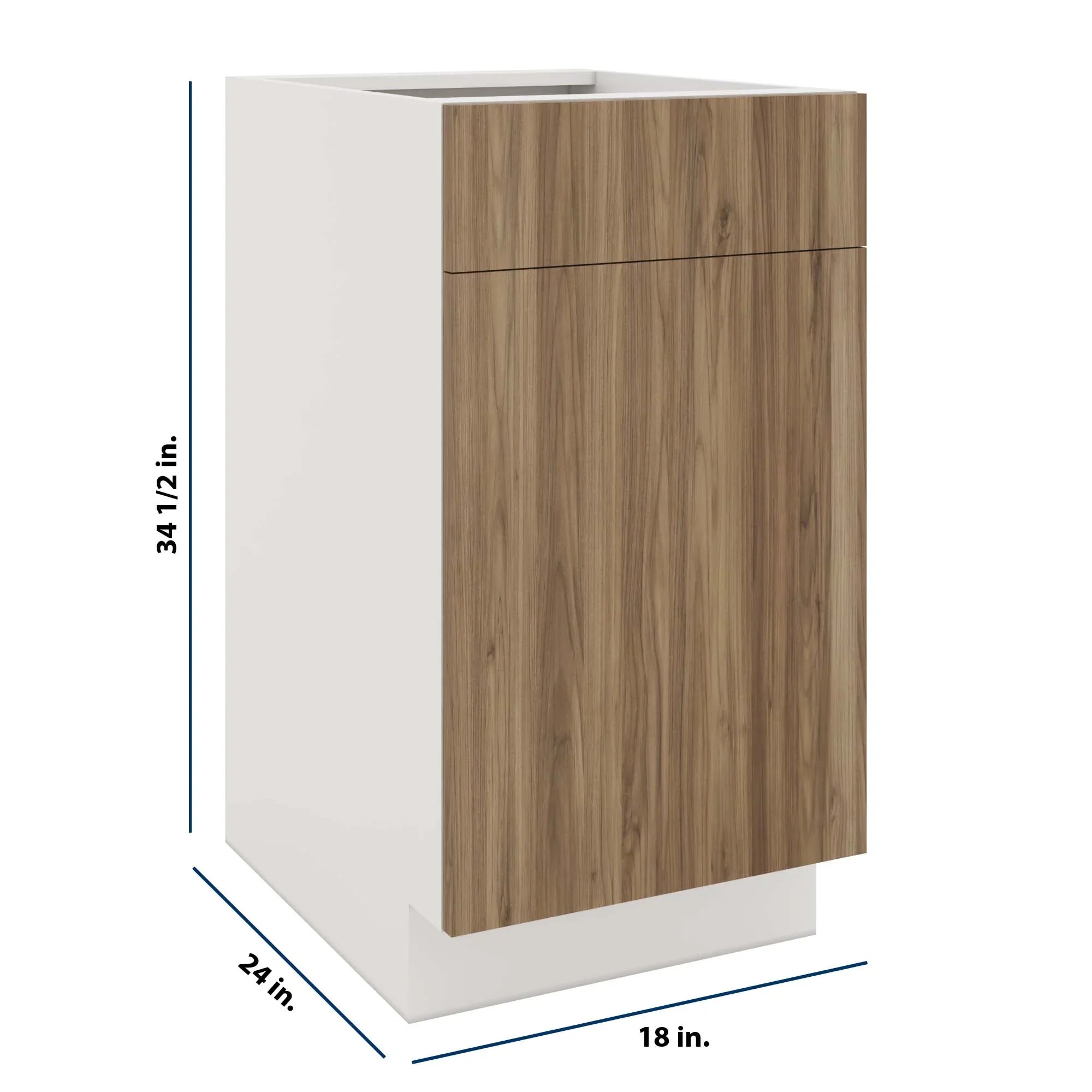 Modernform Cabinet Walnut 18" W X 34 1/2" H X 24" D Single Door Base Cabinet