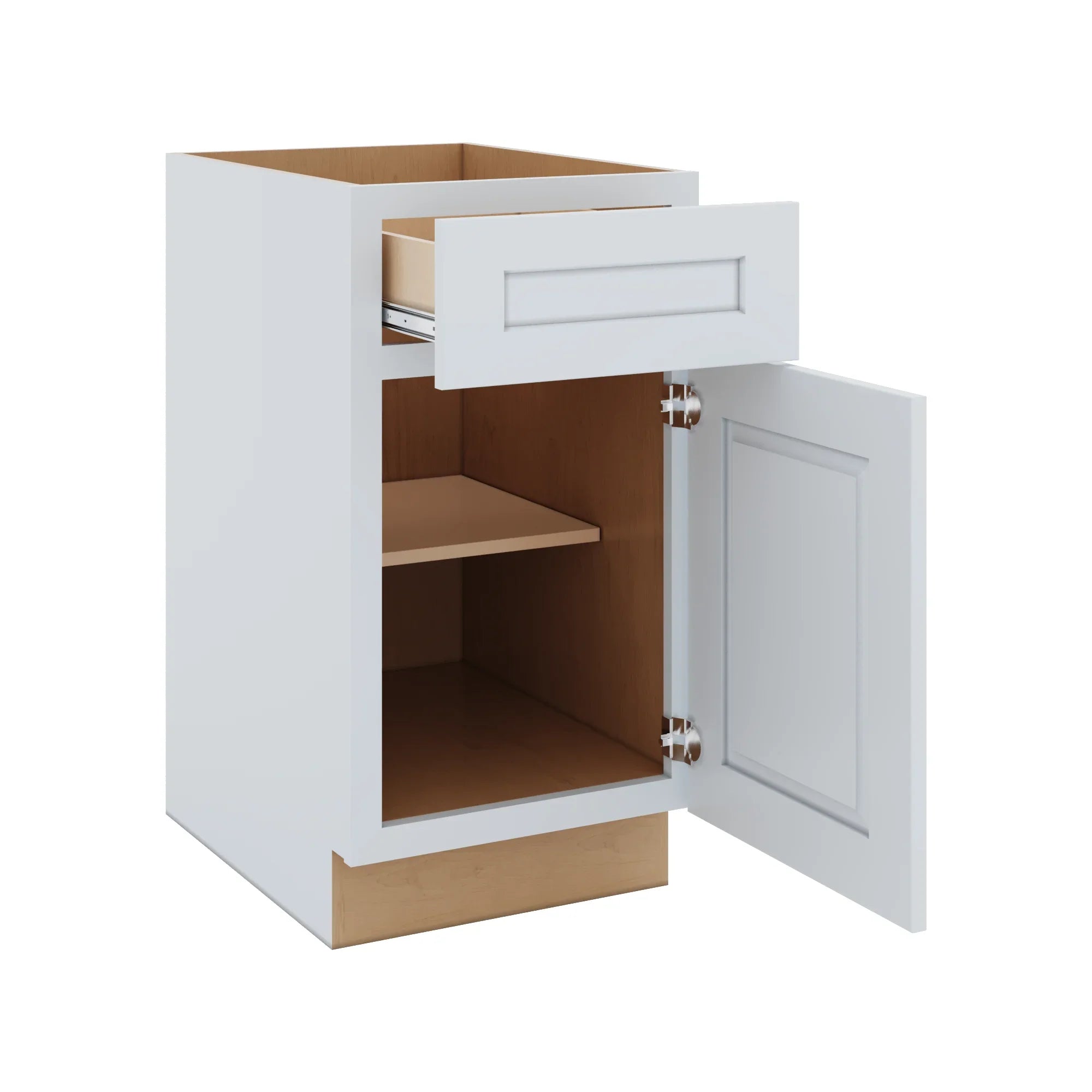J&K White Shaker S8 Single Door Standard Base Cabinet 18" W