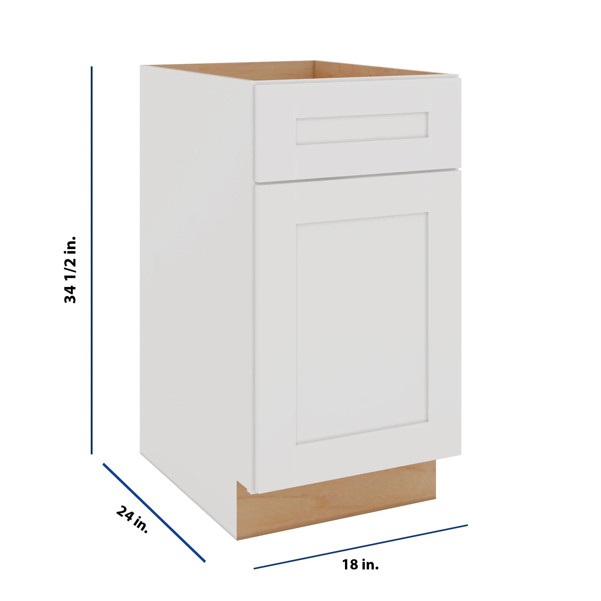 Modernform Cabinet White Shaker 18" W X 34 1/2" H X 24" D Single Door Base Cabinet