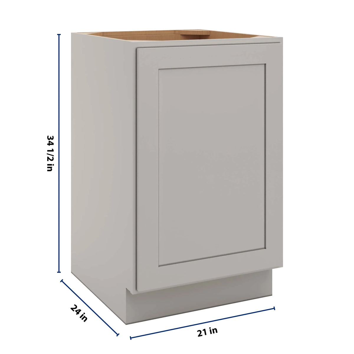 CNC Luxor 5-Piece Misty Grey 21" W Full Height Single Door Base Cabinet W/ 1 Pullout Shelf