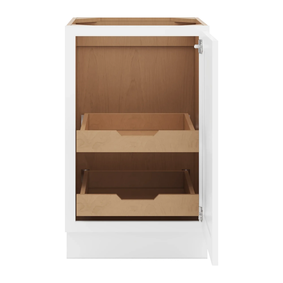 cnc luxor white 21 w full height single door base cabinet w 2 pullout shelf
