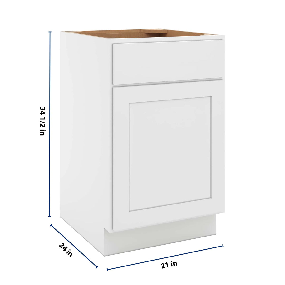 cnc luxor white 21 w single door base cabinet w 1 pullout shelf