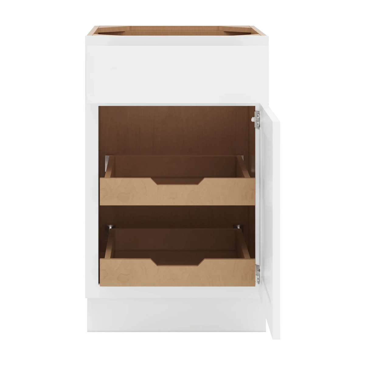 cnc luxor white 21 w single door base cabinet w 2 pullout shelf