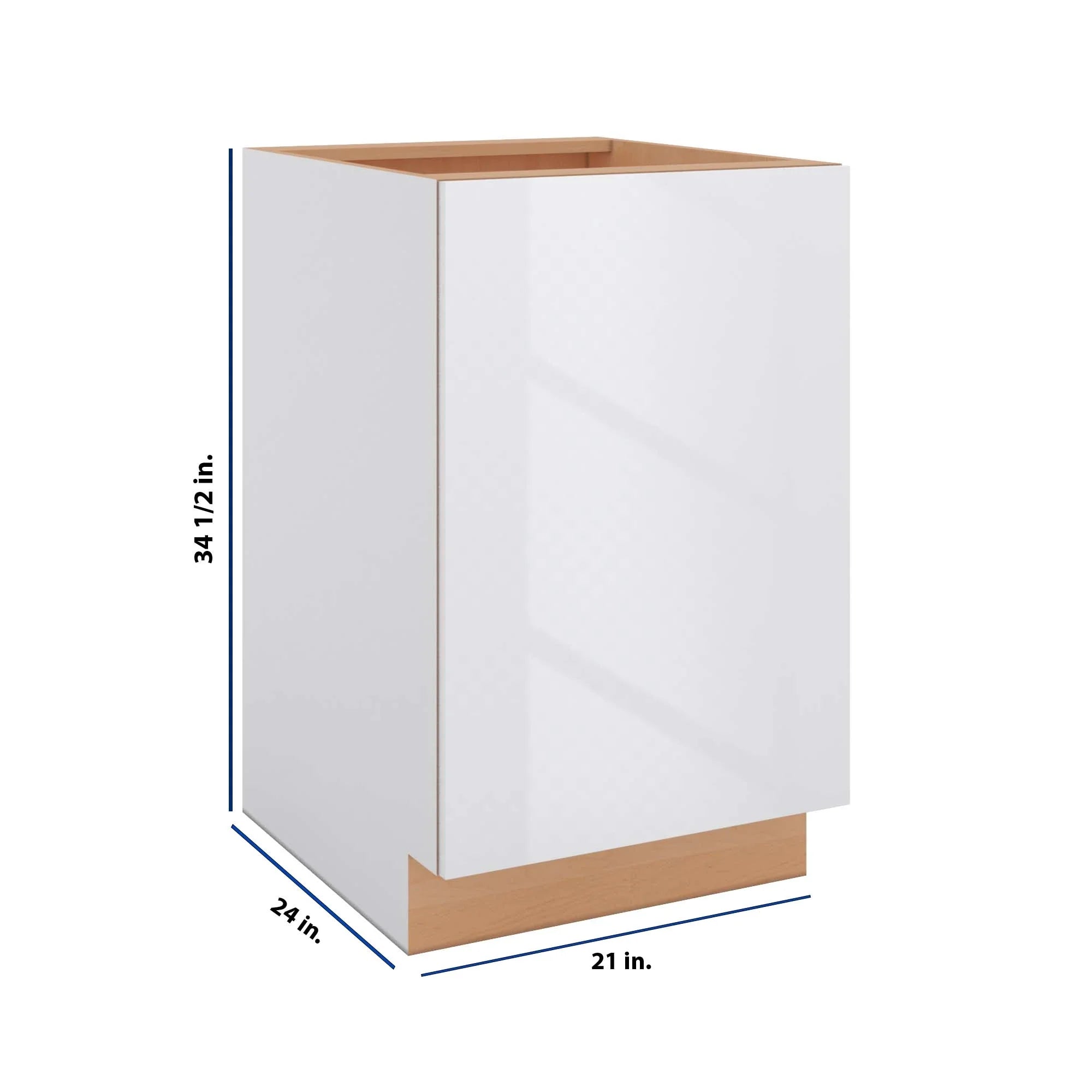 Modernform Cabinet Gloss White 21" W X 34 1/2" H X 24" D Full Height Single Door Base Cabinet