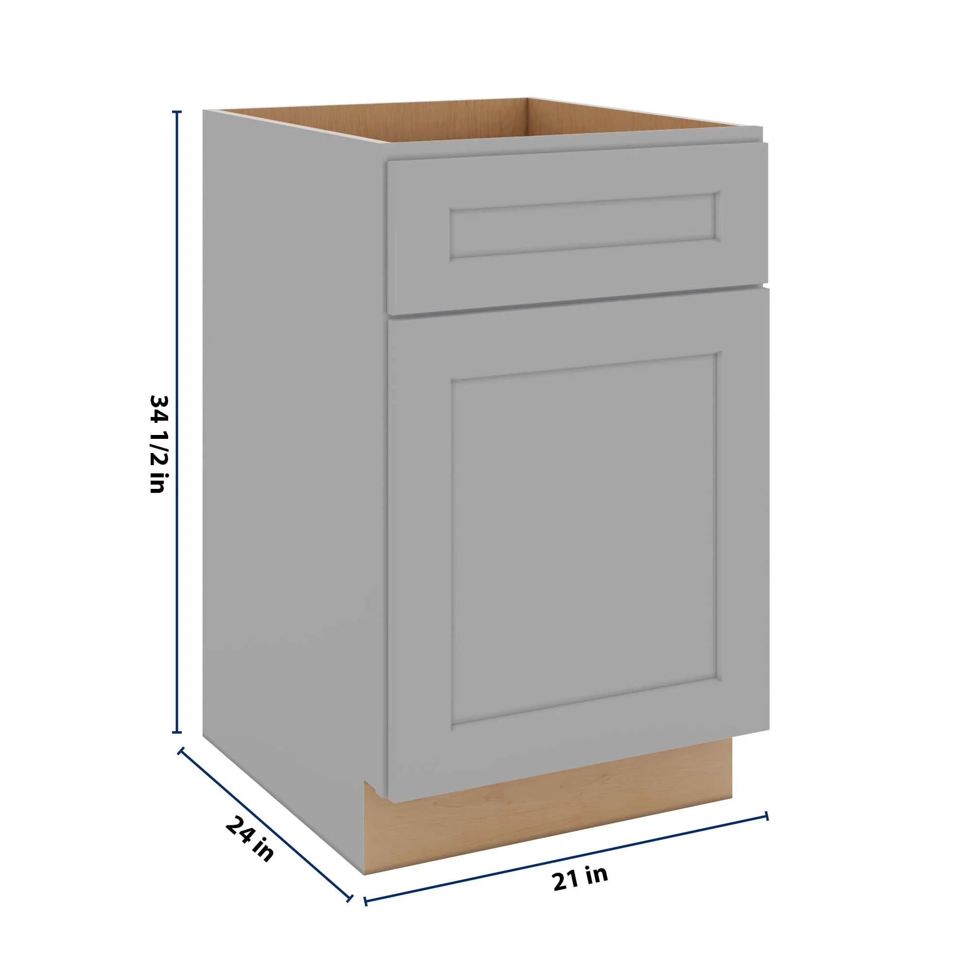 J&K Castle Grey S5 Single Door Standard Base Cabinet - 21" W