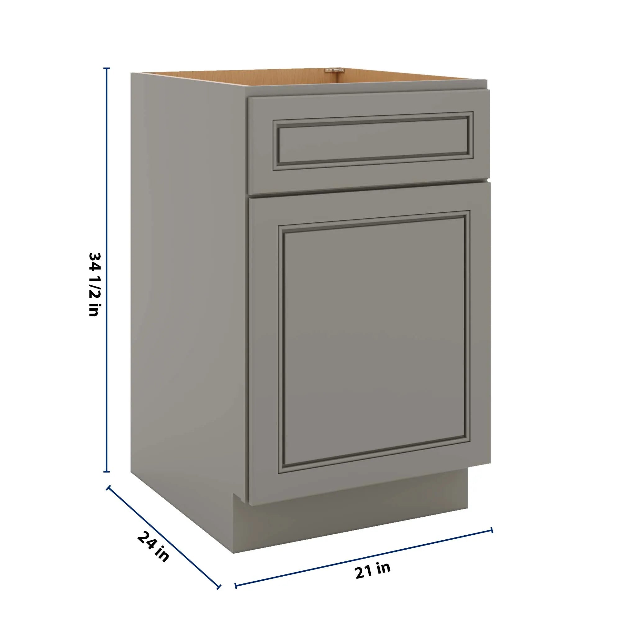 J&K Greige K3 Single Door Standard Base Cabinet - 21" W