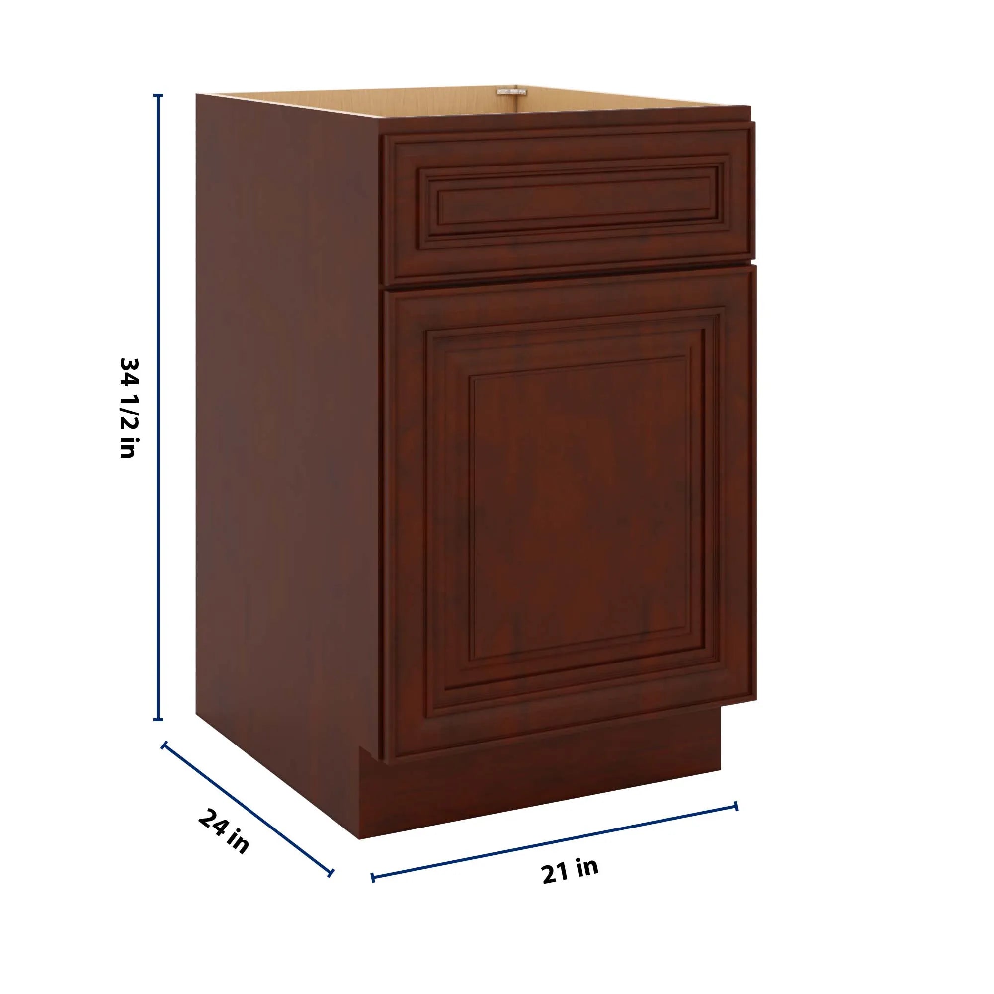 J&K Mahogany J5 Single Door Standard Base Cabinet - 21" W
