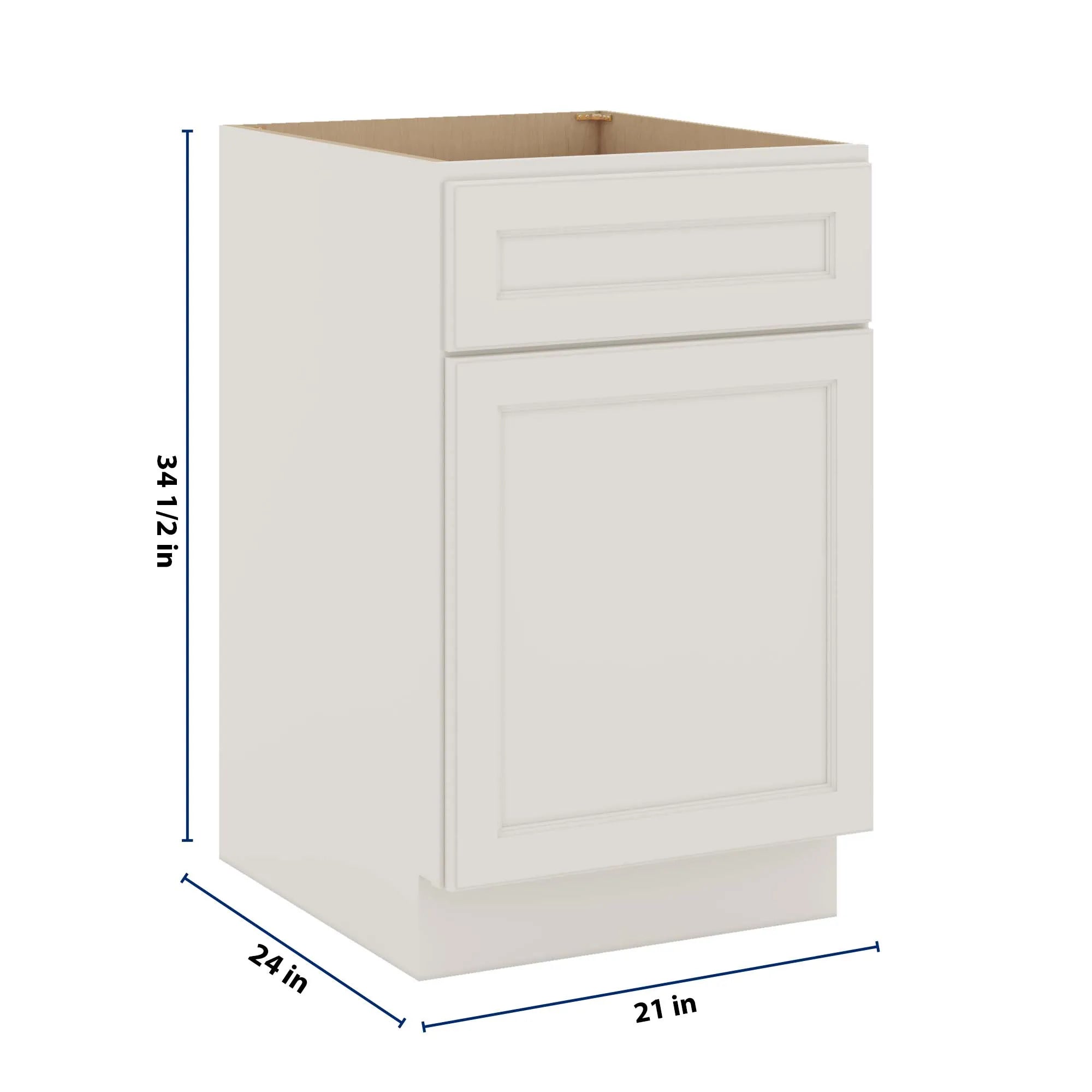J&K Dove E1 Single Door Standard Base Cabinet - 21" W
