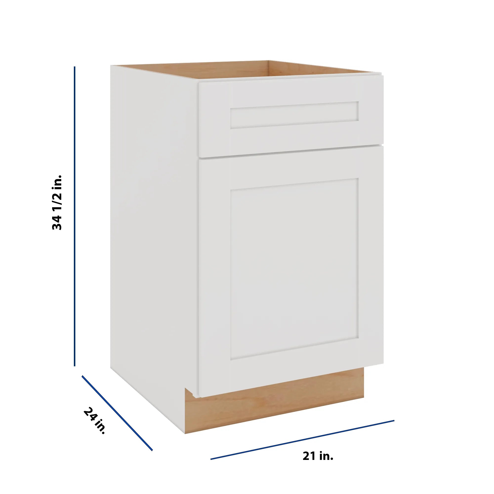 Modernform Cabinet White Shaker 21" W X 34 1/2" H X 24" D Single Door Base Cabinet
