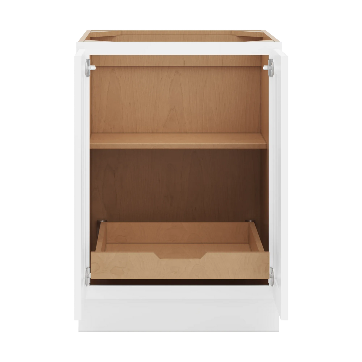 cnc luxor white 24 w full height double door base cabinet w 1 pullout shelf