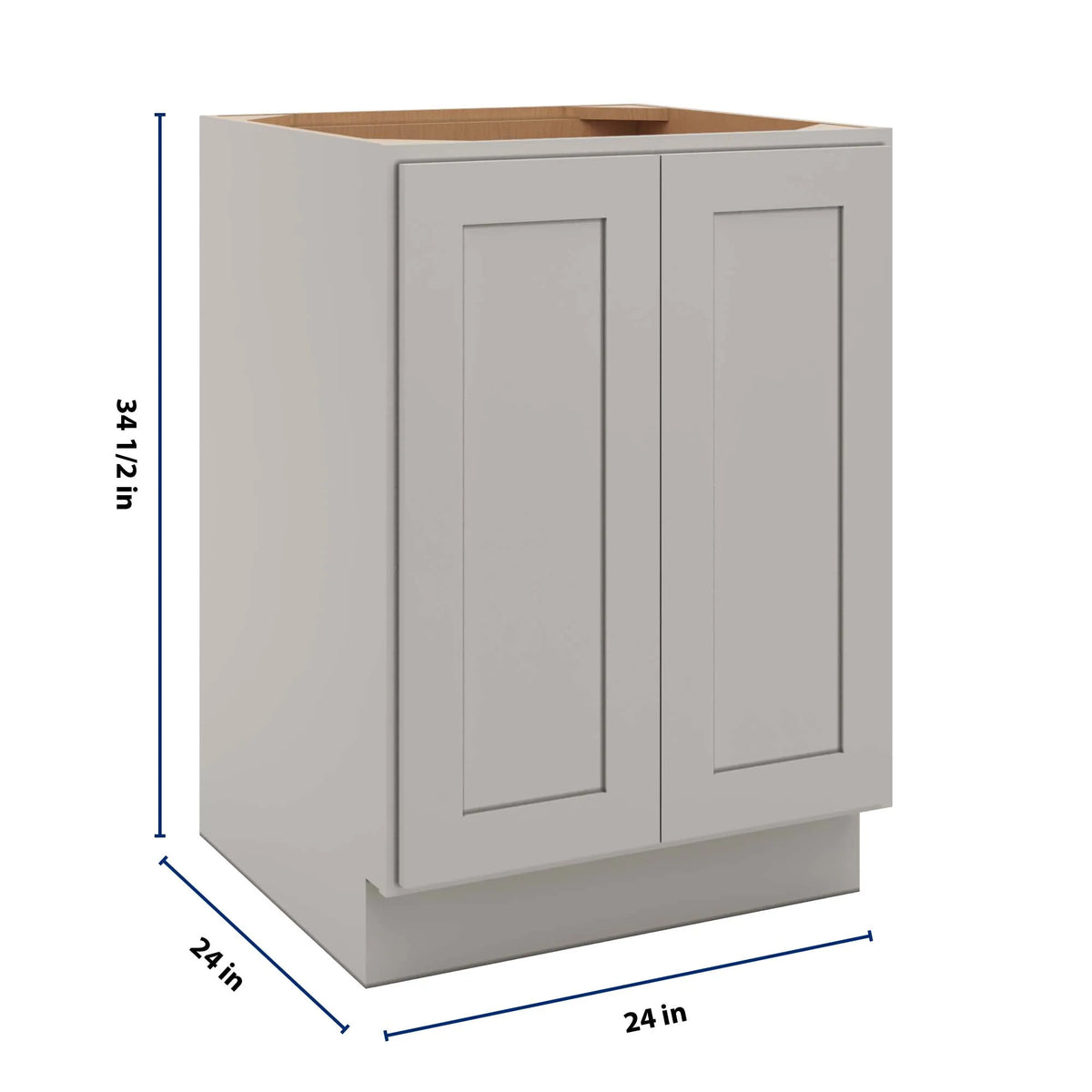 CNC Luxor 5-Piece Misty Grey 24" W Full Height Double Door Base Cabinet W/ 2 Pullout Shelf