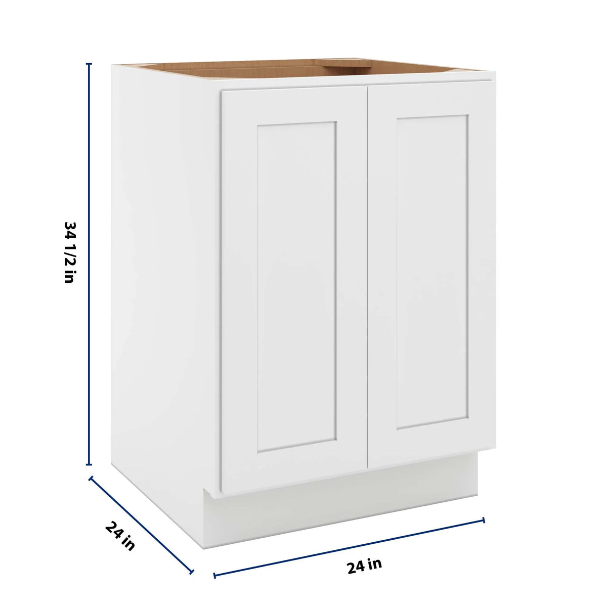 cnc luxor white 24 w full height double door base cabinet w 2 pullout shelf