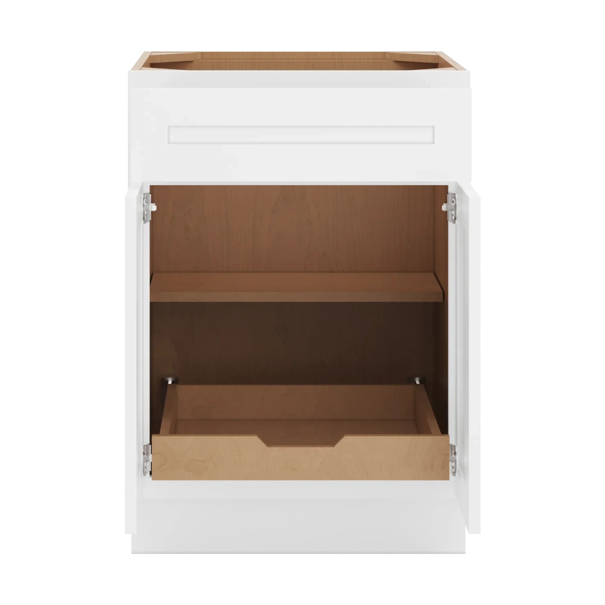 cnc luxor 5 piece white 24 w 1 drawer double door base cabinet w 1 pullout shelf