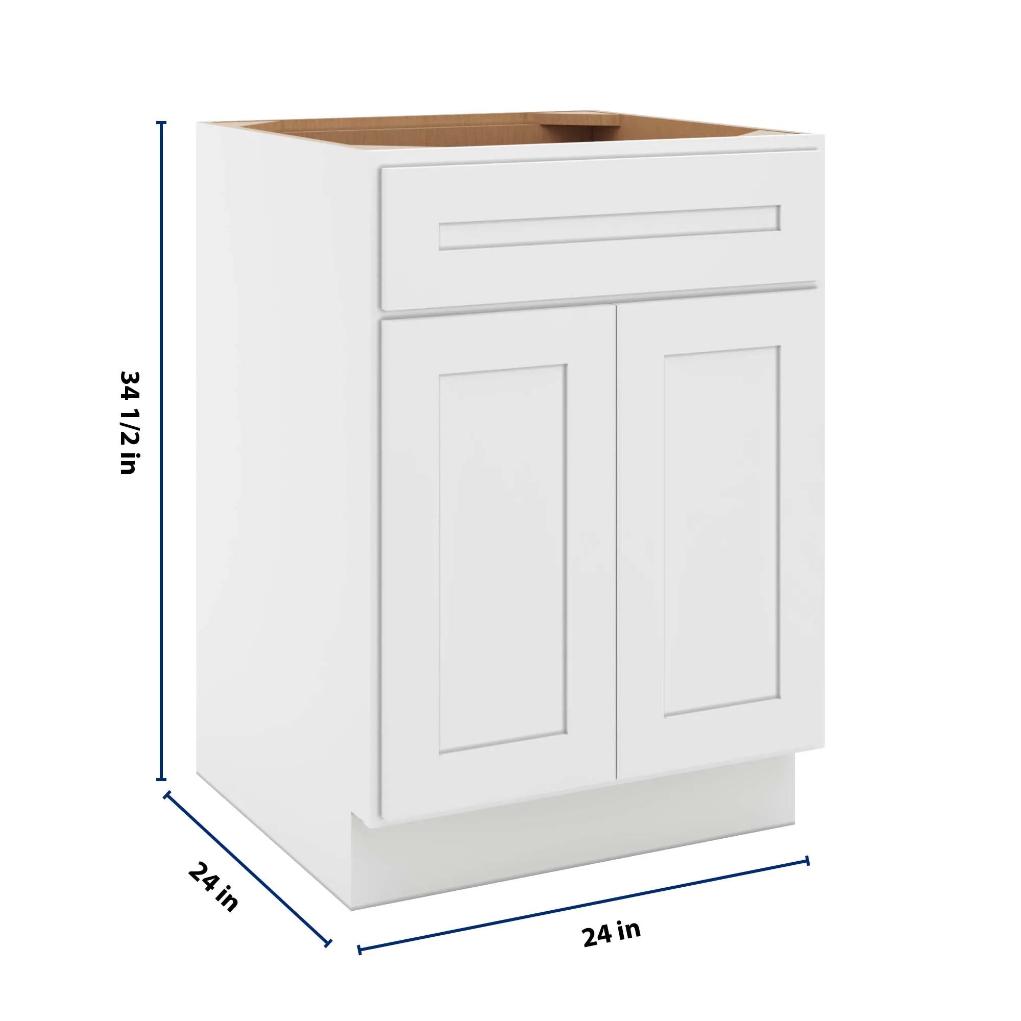 cnc luxor 5 piece white 24 w 1 drawer double door base cabinet w 2 pullout shelf