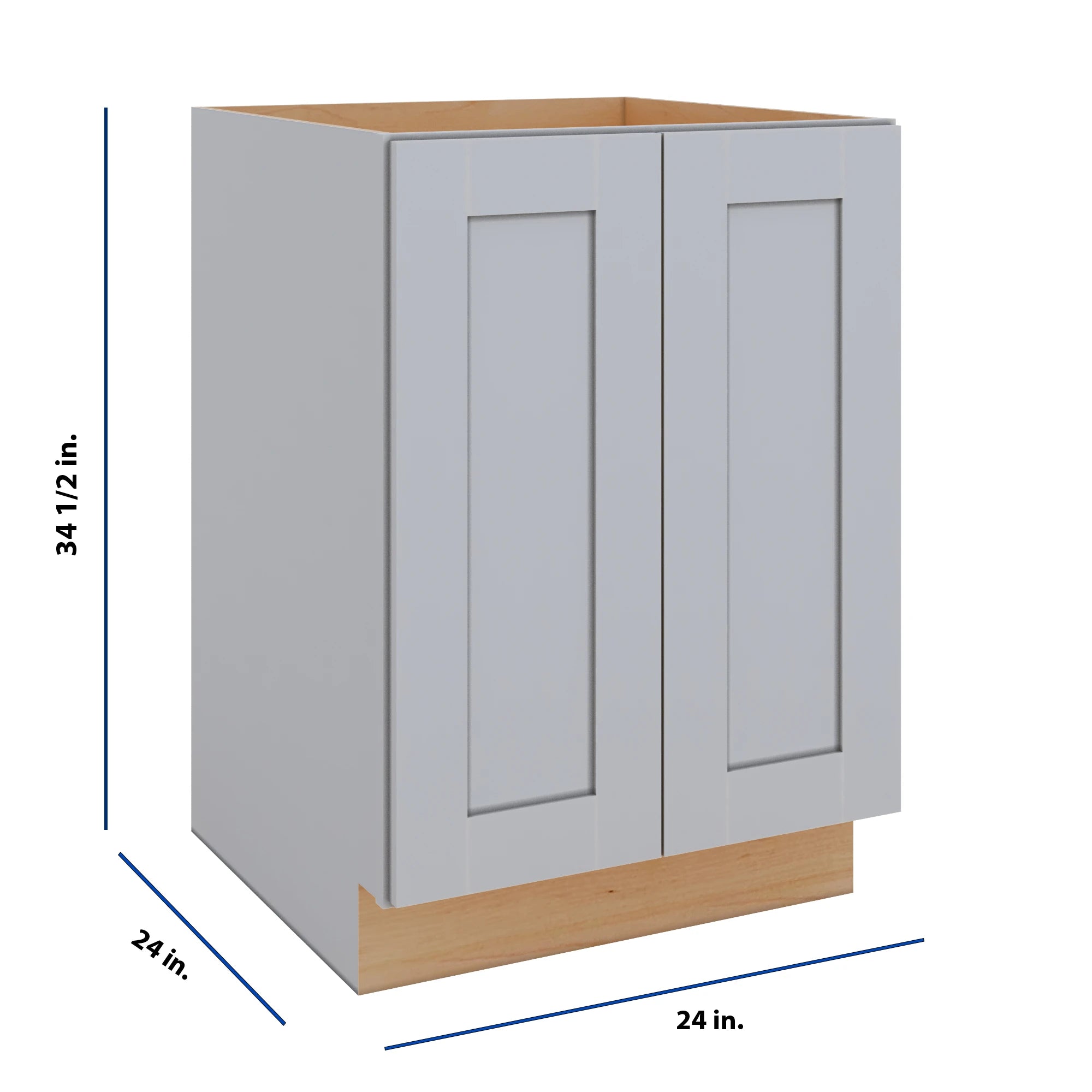 Modernform Cabinet Grey Shaker 24" W X 34 1/2" H X 24" D Full Height Double Door Base Cabinet