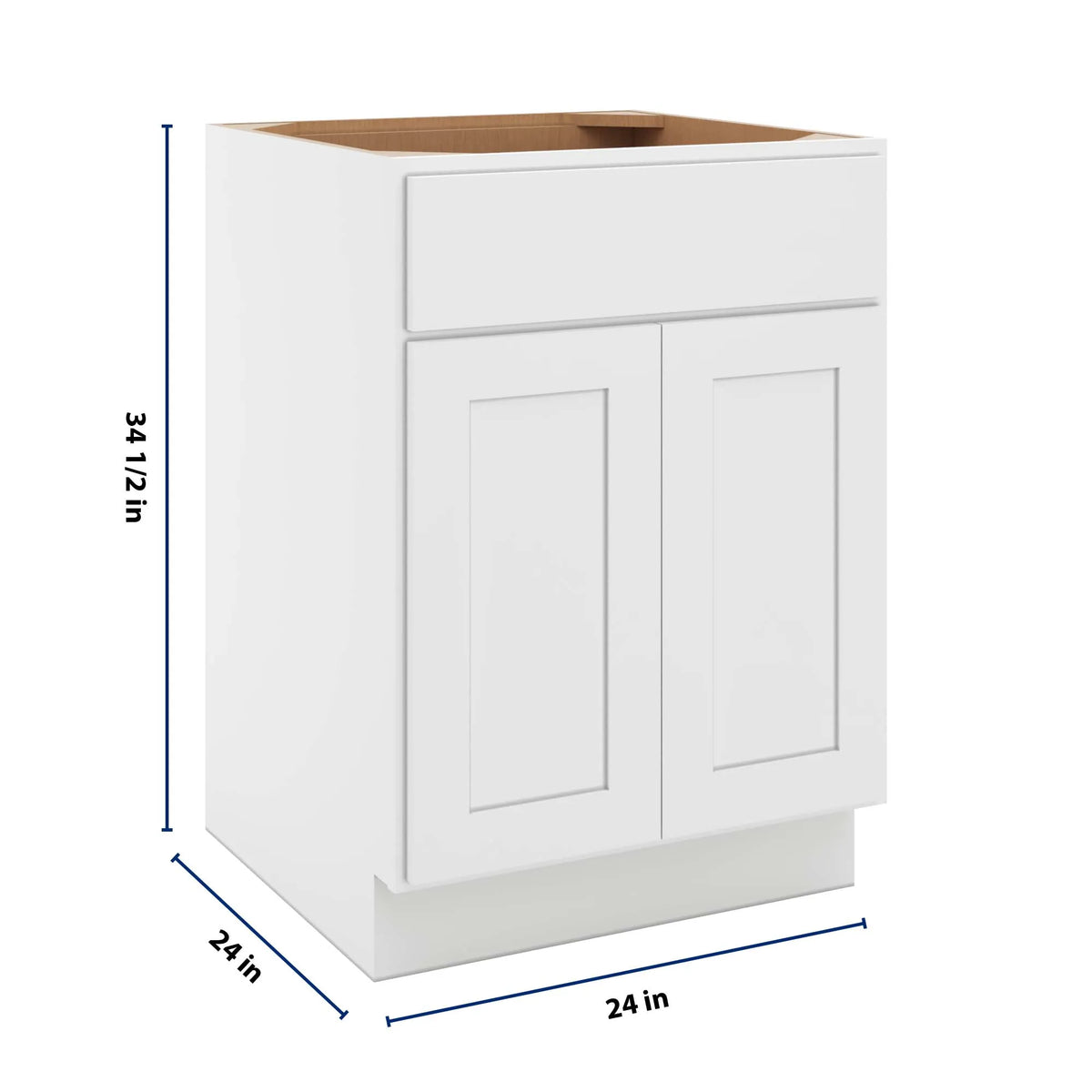 cnc luxor white 24 w 1 drawer double door base cabinet