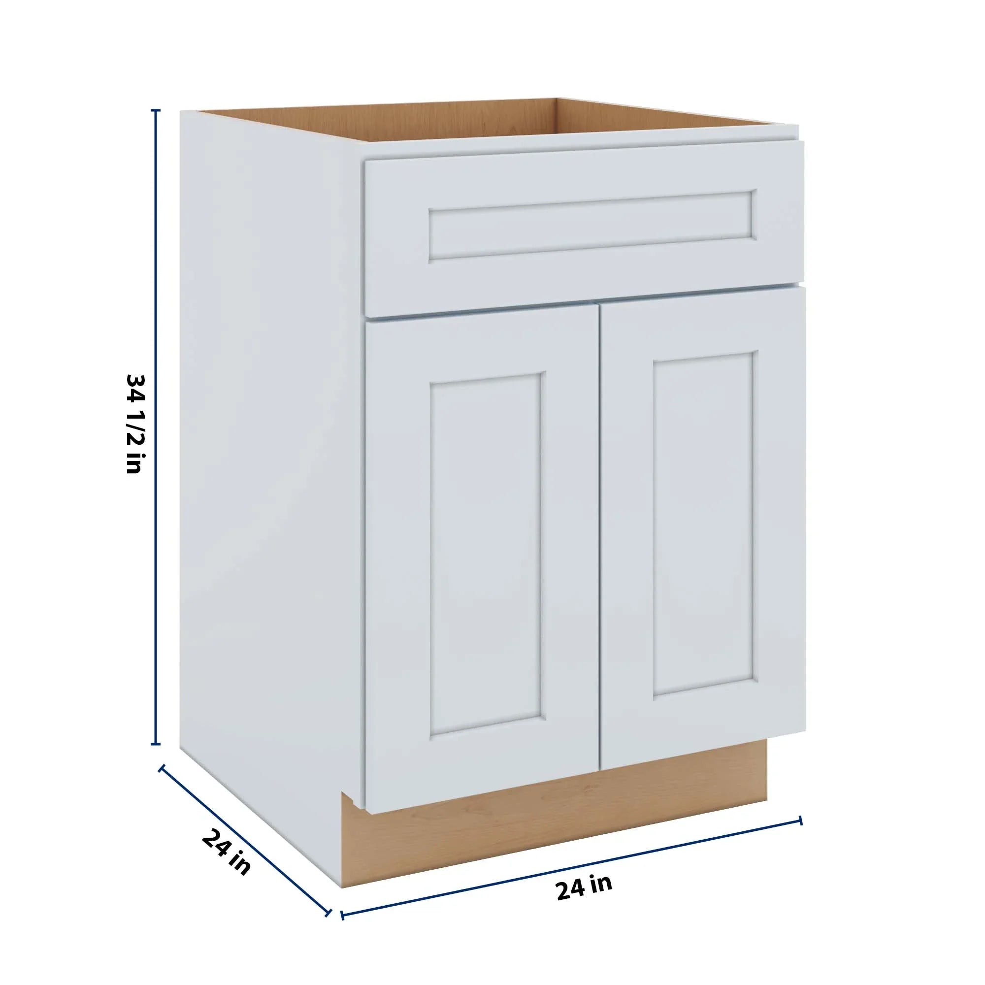 J&K White Shaker S8 Double Door Standard Base Cab - 24" W