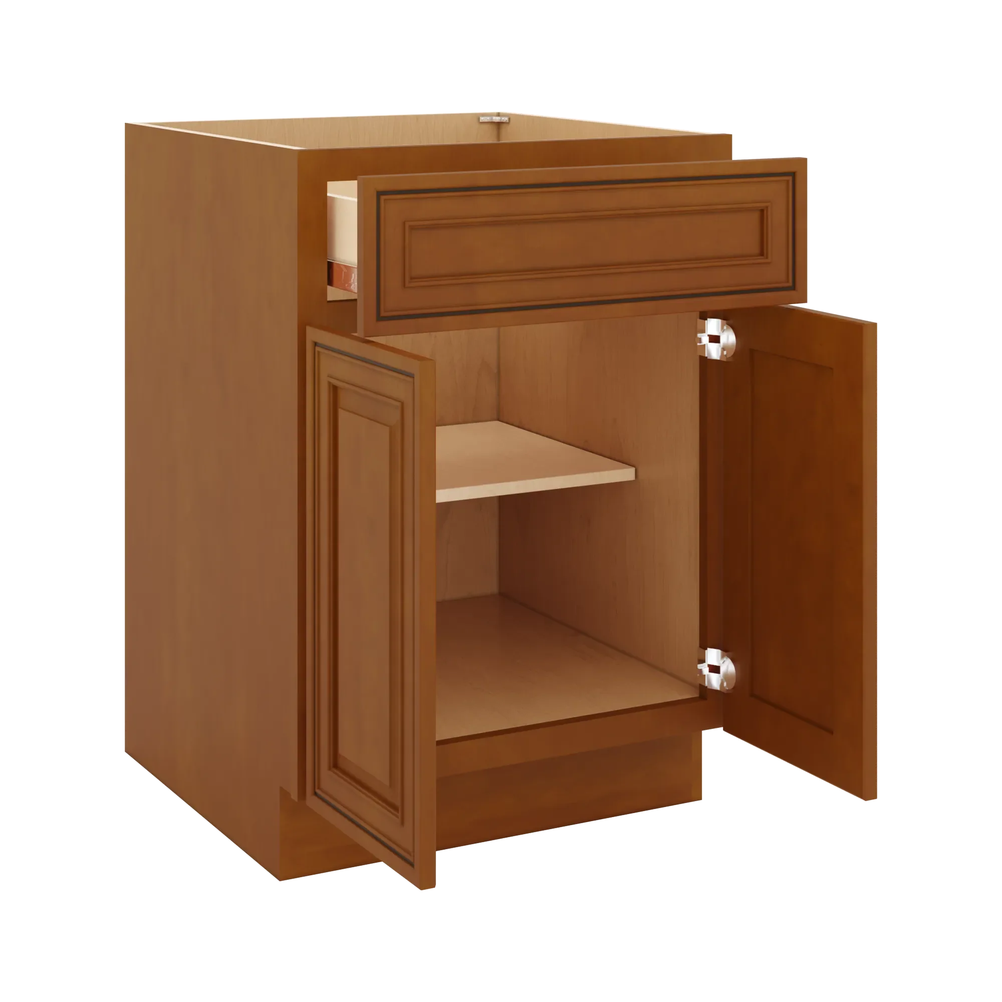 j k mocha glazed k10 double door standard base cab 24 w