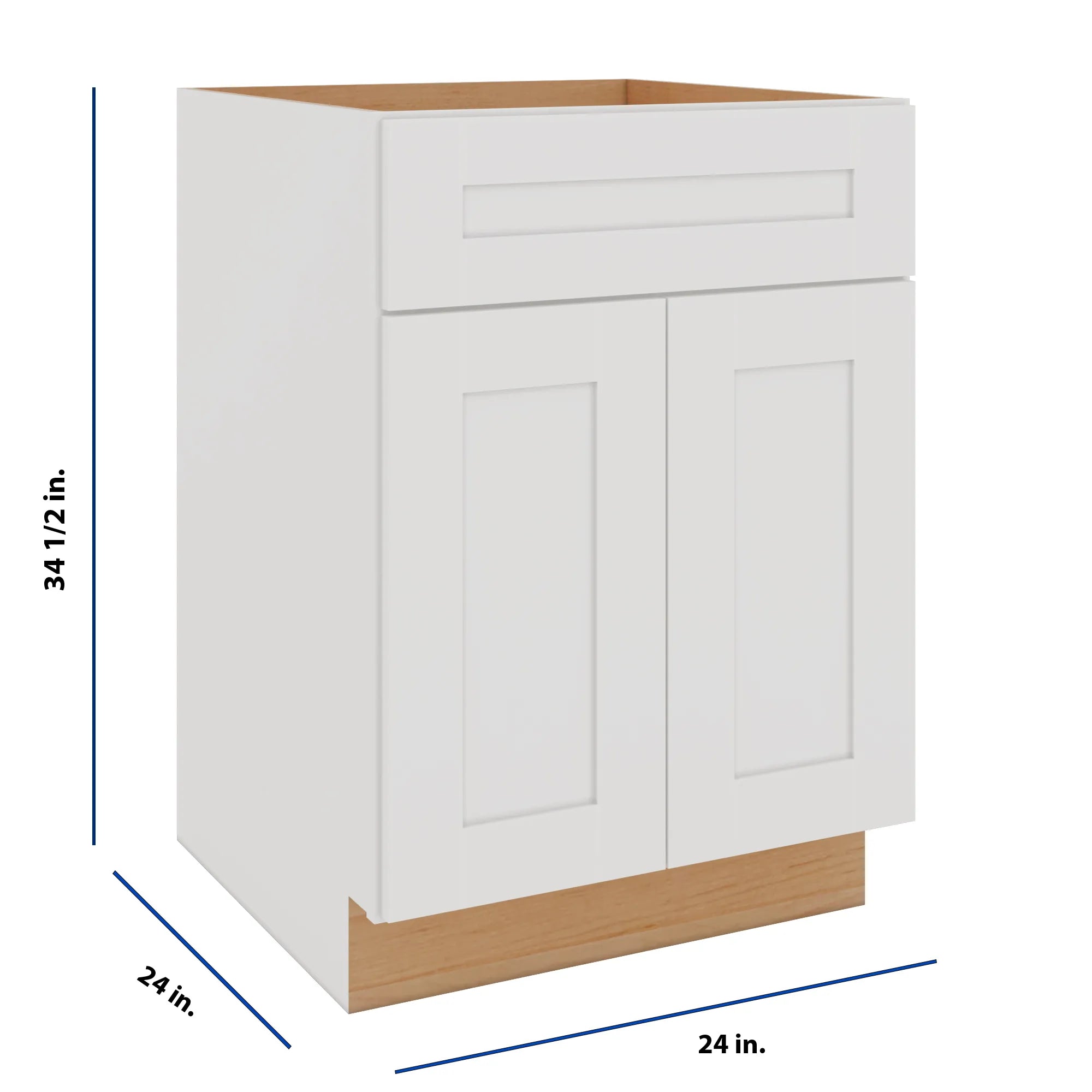 Modernform Cabinet White Shaker 24" W X 34 1/2" H X 24" D Double Door Base Cabinet