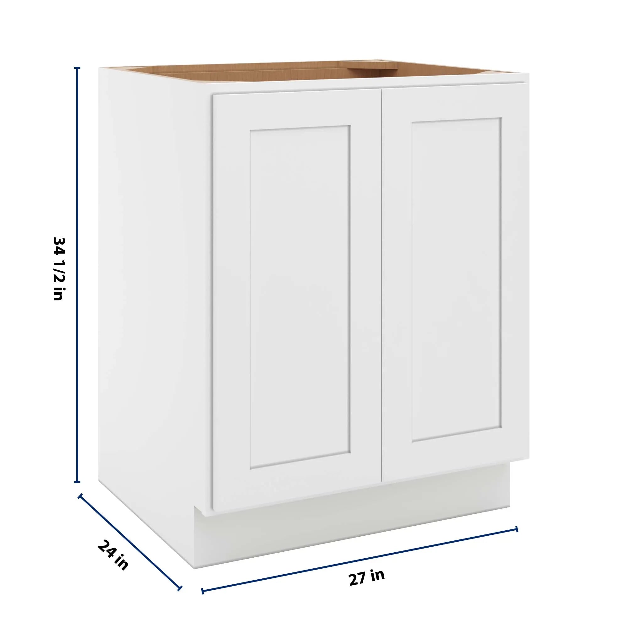 cnc luxor 5 piece white 27 w full height double door base cabinet w 2 pullout shelf