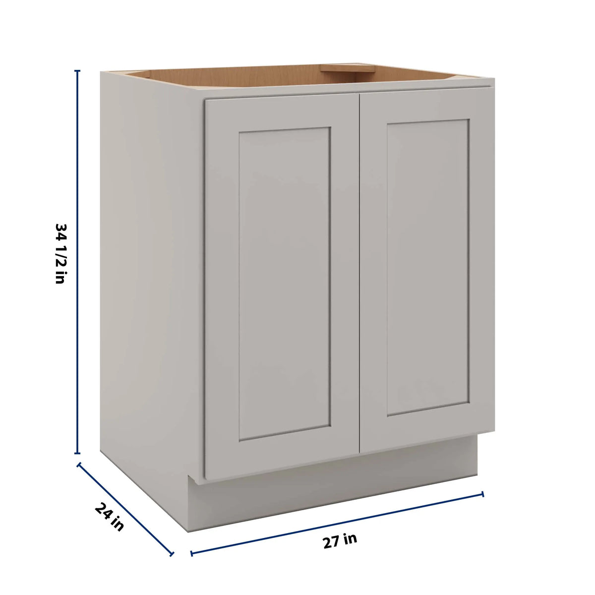 CNC Luxor 5-Piece Misty Grey 27" W Full Height Double Door Base Cabinet