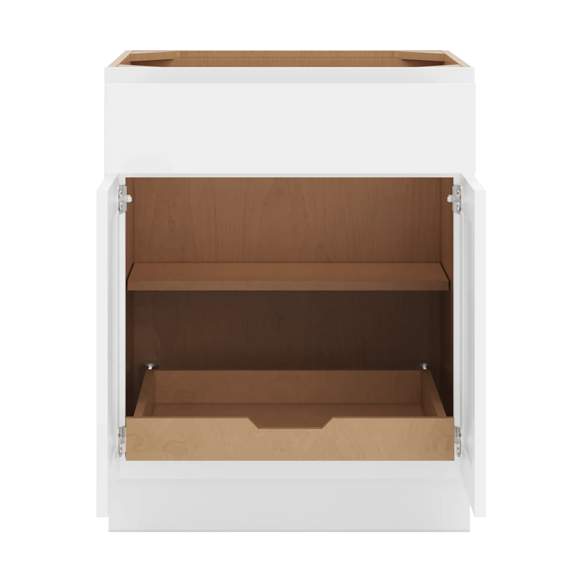 cnc luxor white 27 w 1 drawer double door base cabinet w 1 pullout shelf