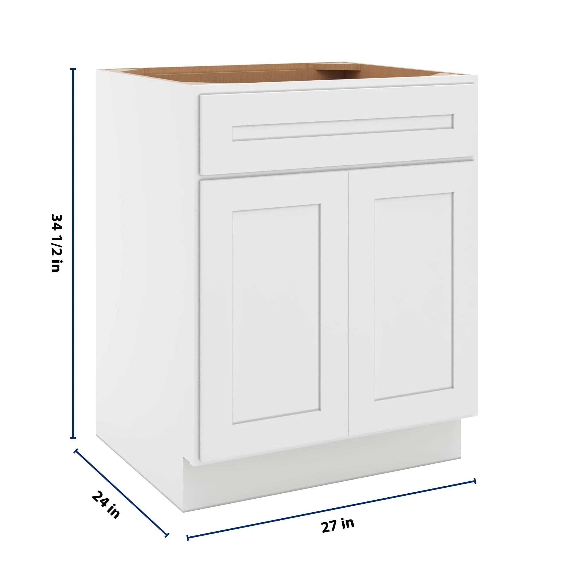 cnc luxor 5 piece white 27 w 1 drawer double door base cabinet w 2 pullout shelf