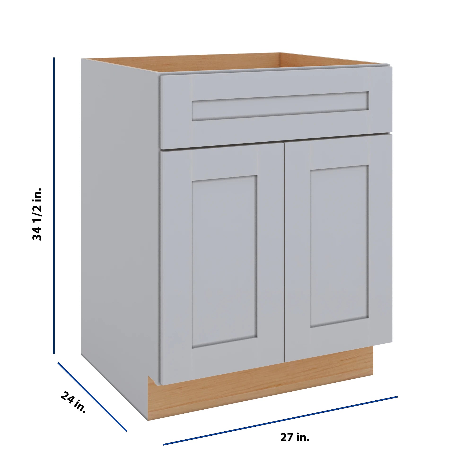 Modernform Cabinet Grey Shaker 27" W X 34 1/2" H X 24" D Double Door Base Cabinet