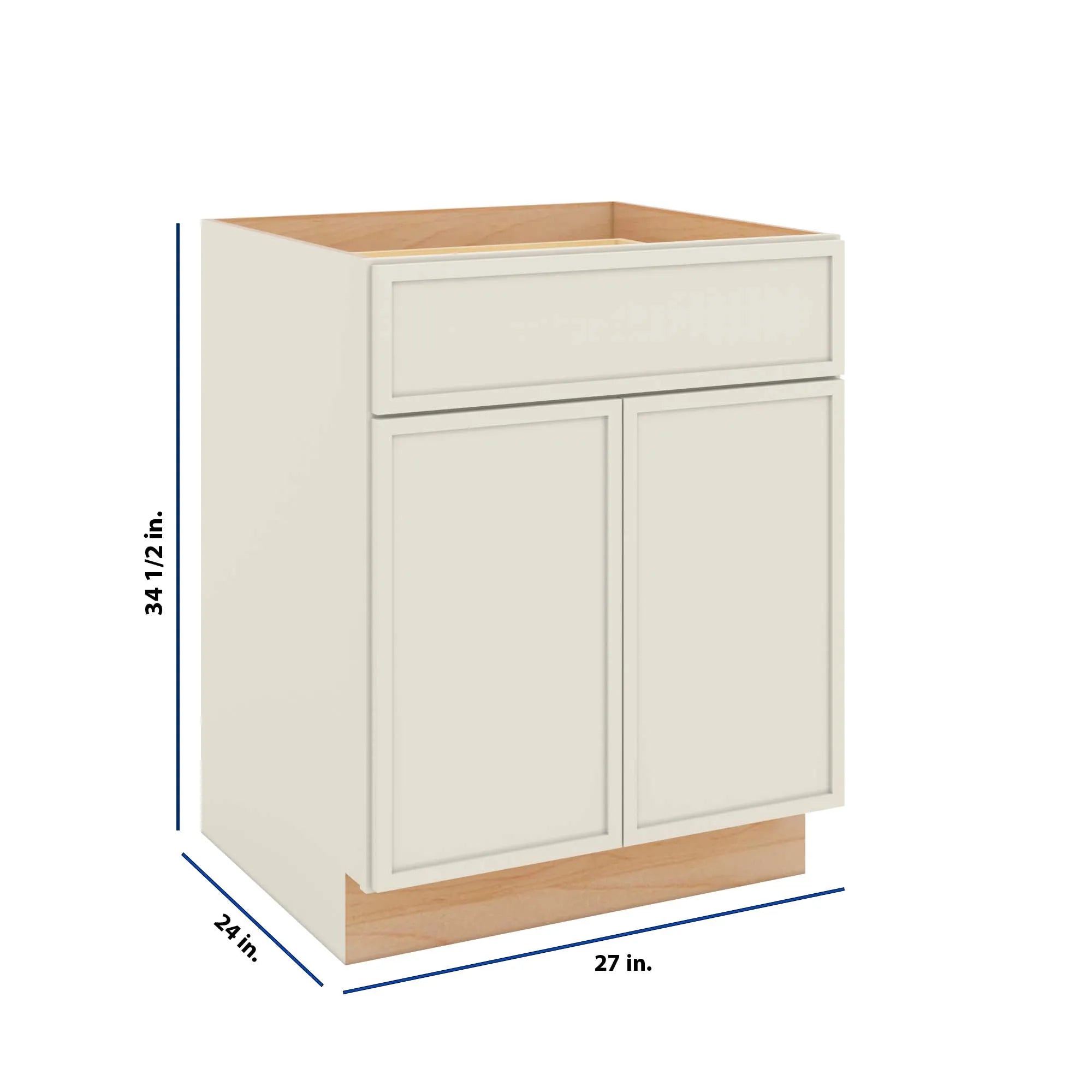 Modernform Cabinet Slim Dove White 27" W X 34 1/2" H X 24" D Double Door Base Cabinet