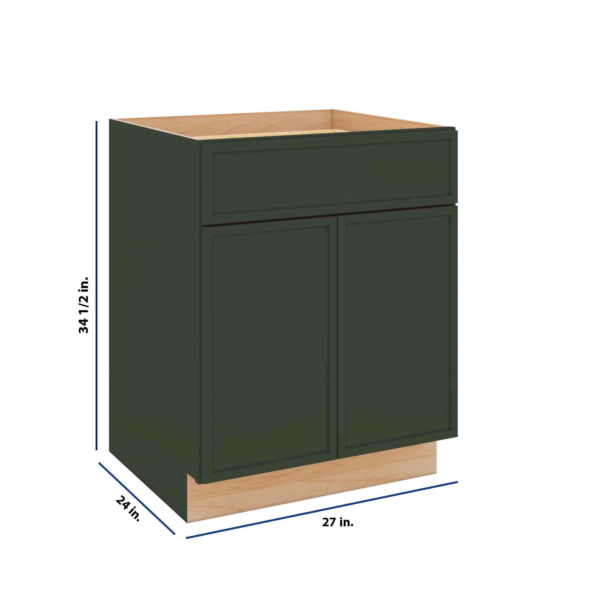 Modernform Cabinet Slim Sage Green 27" W X 34 1/2" H X 24" D Double Door Base Cabinet