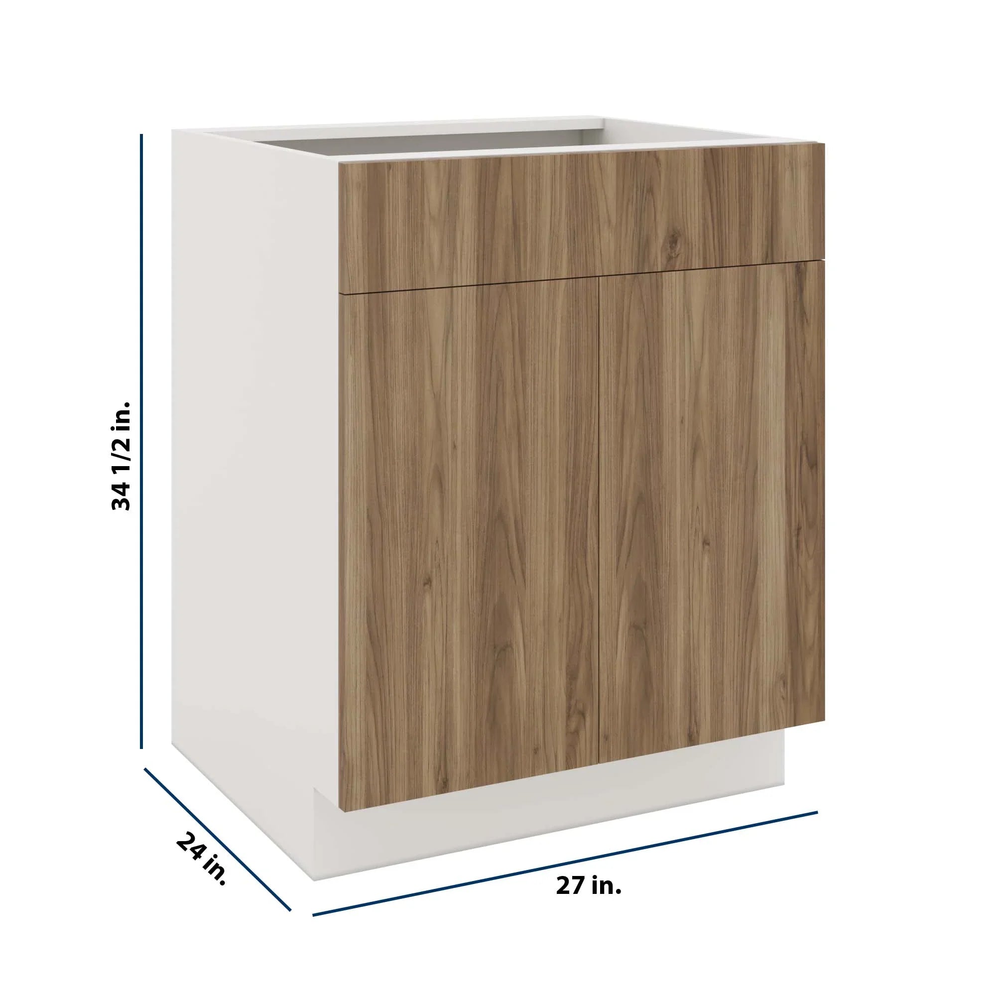 Modernform Cabinet Walnut 27" W X 34 1/2" H X 24" D Double Door Base Cabinet