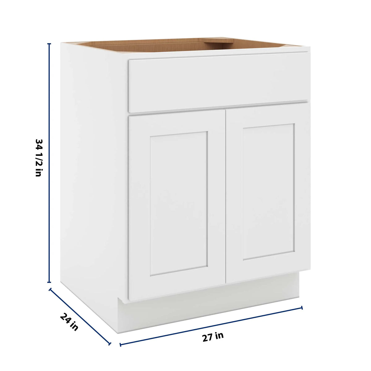 cnc luxor white 27 w 1 drawer double door base cabinet